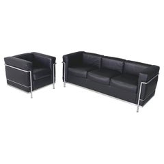Italian Modern Sofa Armchair LC Le Corbusier Jeanneret Perriand Cassina, 1980s
