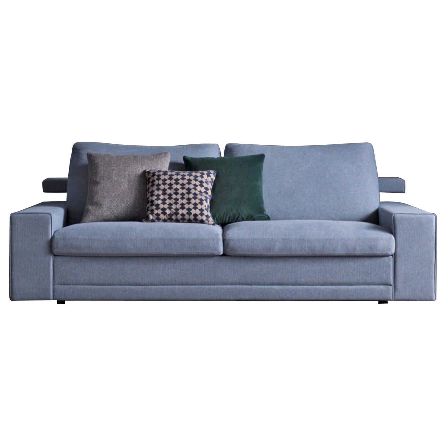 Italian Modern Sofa Bed with Flip Headrest, Made in Italy For Sale