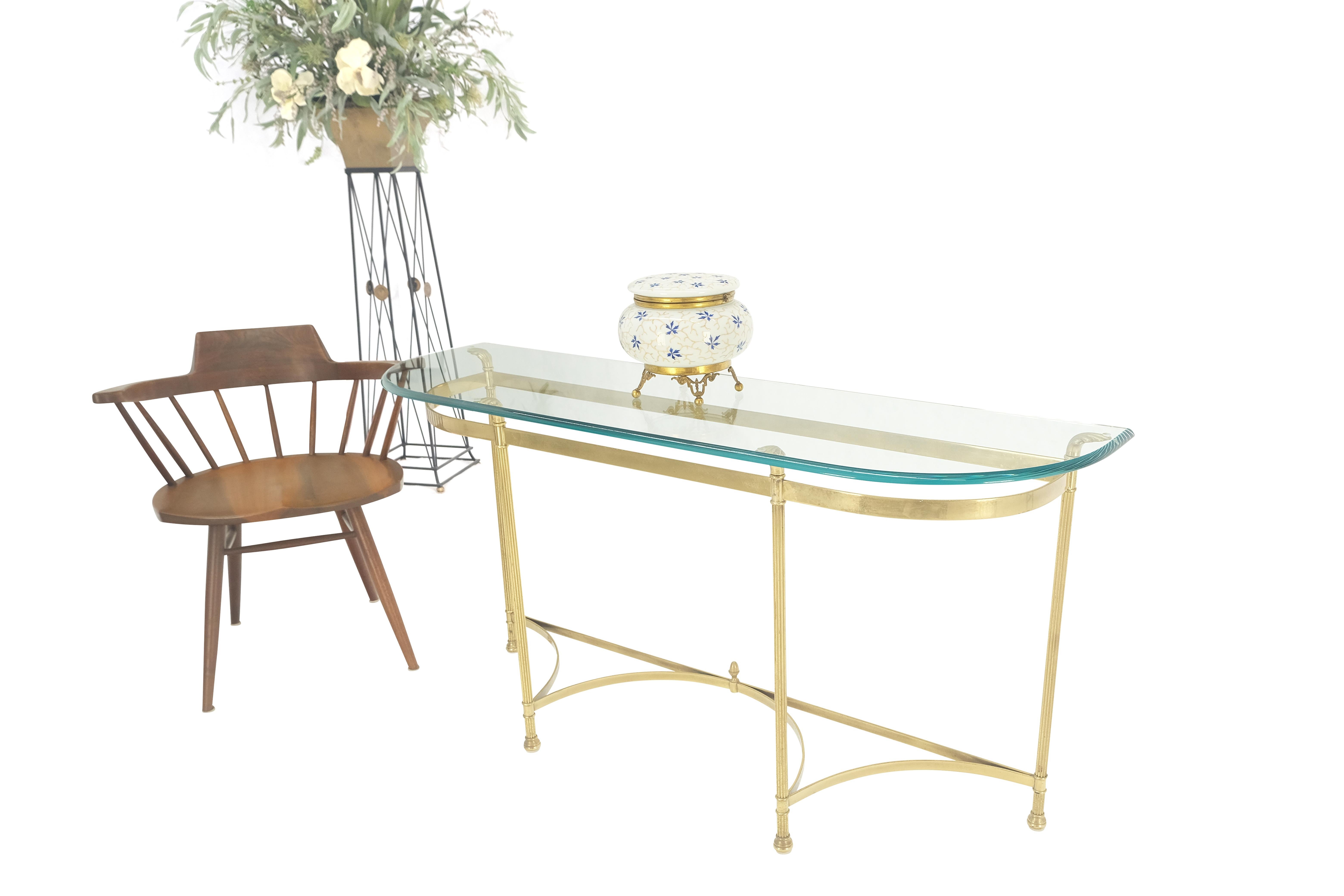 Italian Modern Solid Brass Base Demi Lune Shape Glass Top Console Sofa Table  For Sale 5