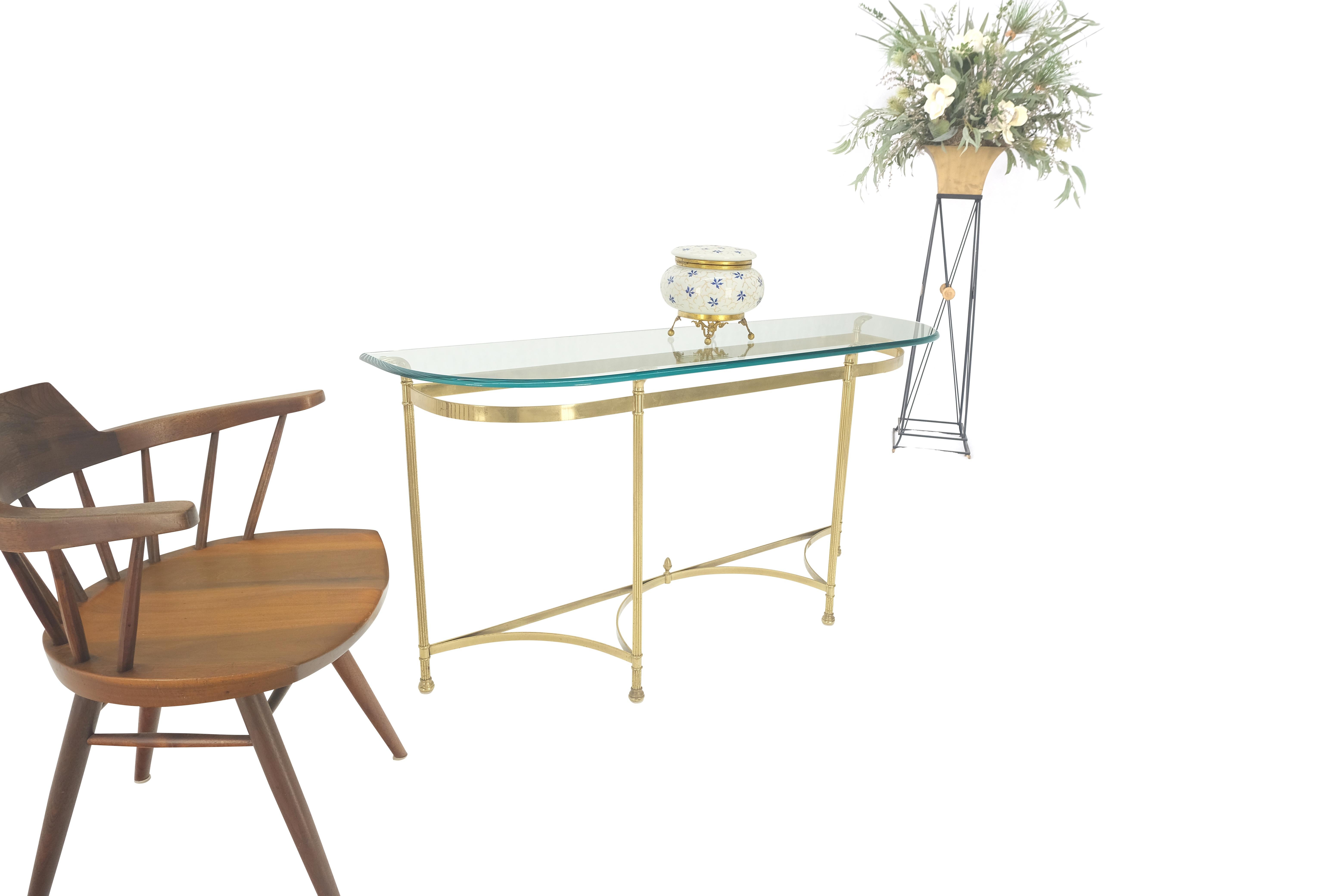 Italian Modern Solid Brass Base Demi Lune Shape Glass Top Console Sofa Table  For Sale 6