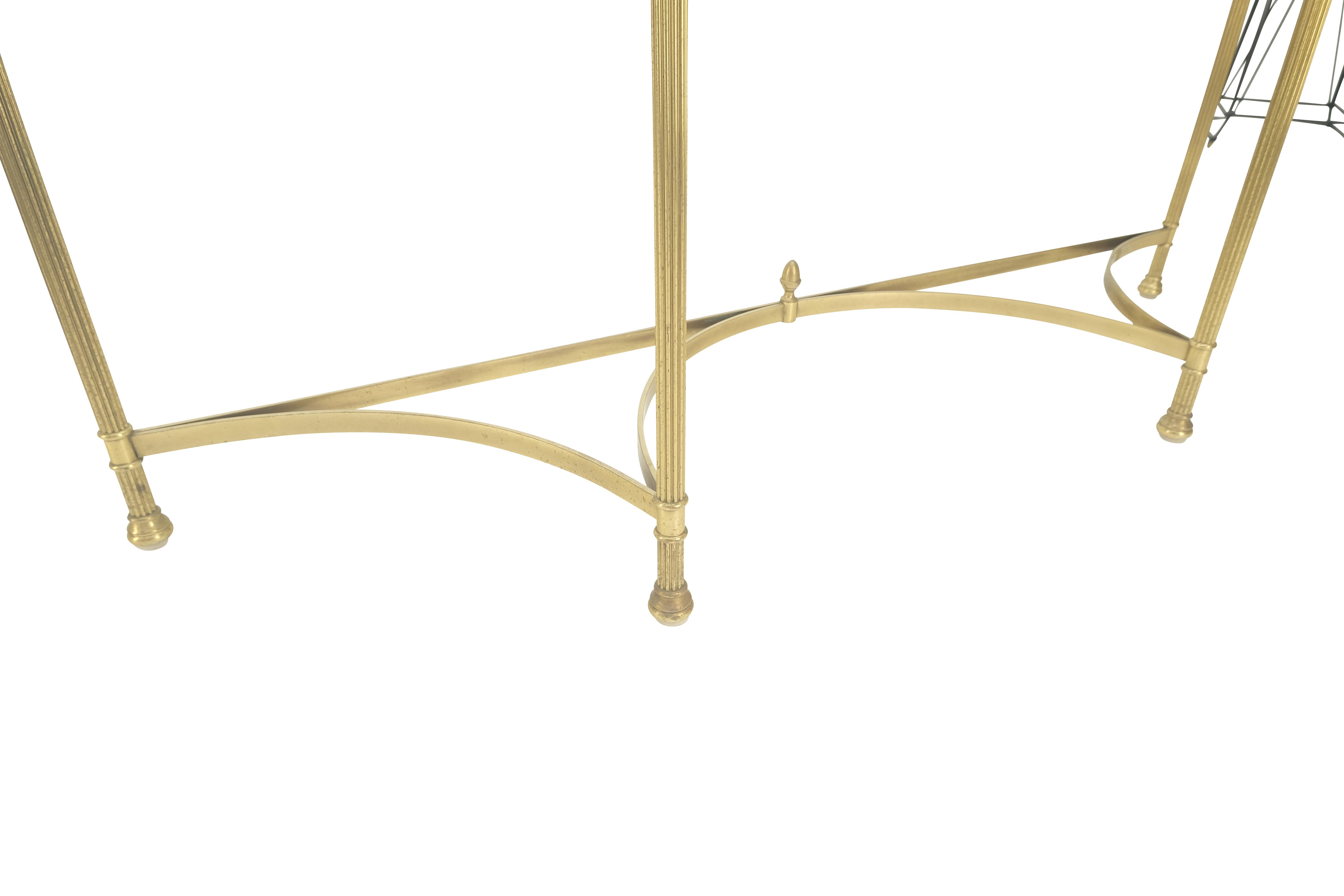 Italian Modern Solid Brass Base Demi Lune Shape Glass Top Console Sofa Table  For Sale 1