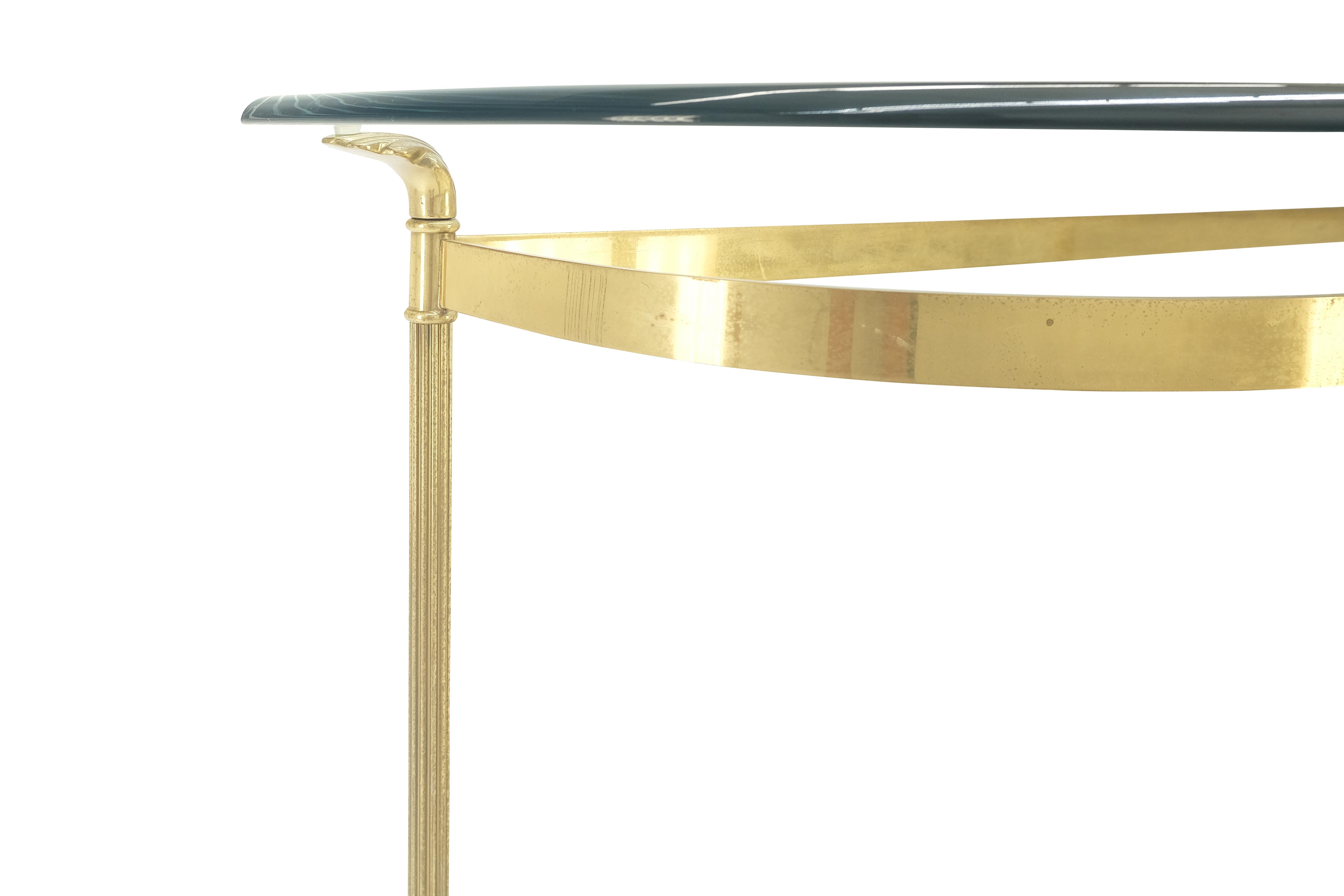 Italian Modern Solid Brass Base Demi Lune Shape Glass Top Console Sofa Table  For Sale 3