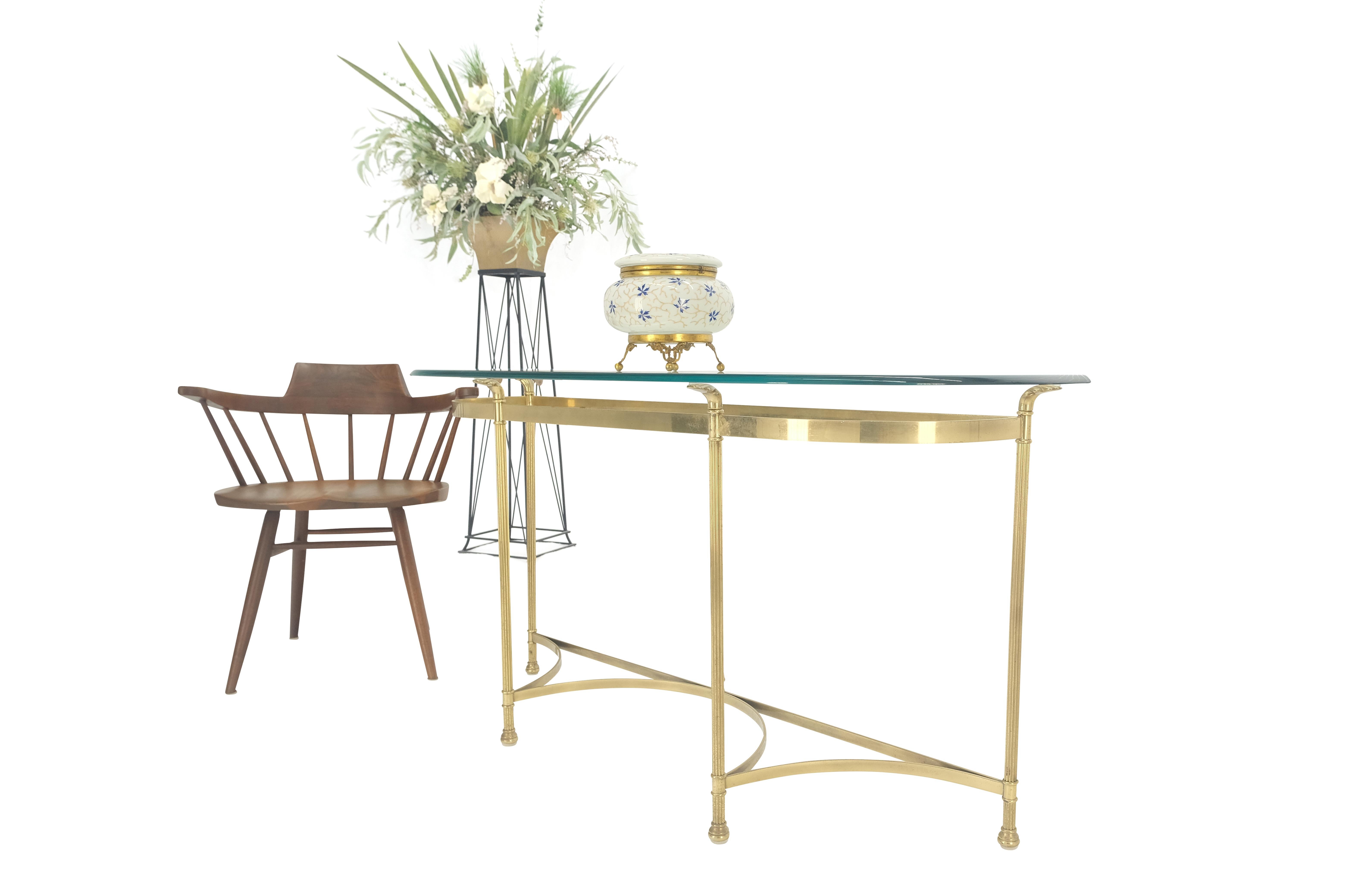 Italian Modern Solid Brass Base Demi Lune Shape Glass Top Console Sofa Table  For Sale 2