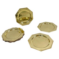 Vintage Italian modern solid brass octagonal plates by Fiab, 1970s