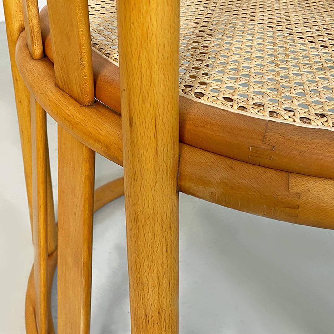 Italian Modern Solid Wood and Vienna Straw Pair of High Backed Chairs, 1980s In Good Condition For Sale In MIlano, IT