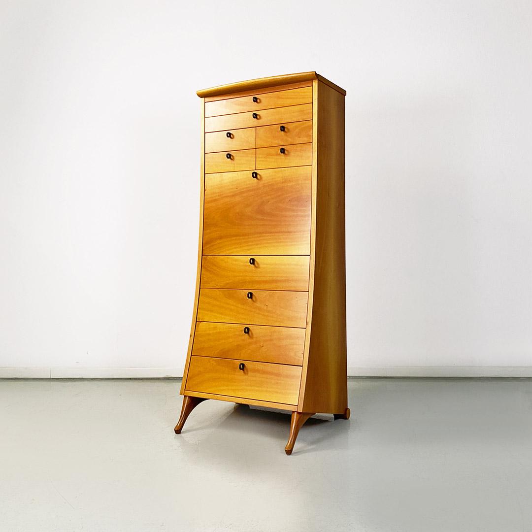 Modern Italian modern solid wood chest of drawers by Umberto Asnago for Giorgetti, 1982 For Sale