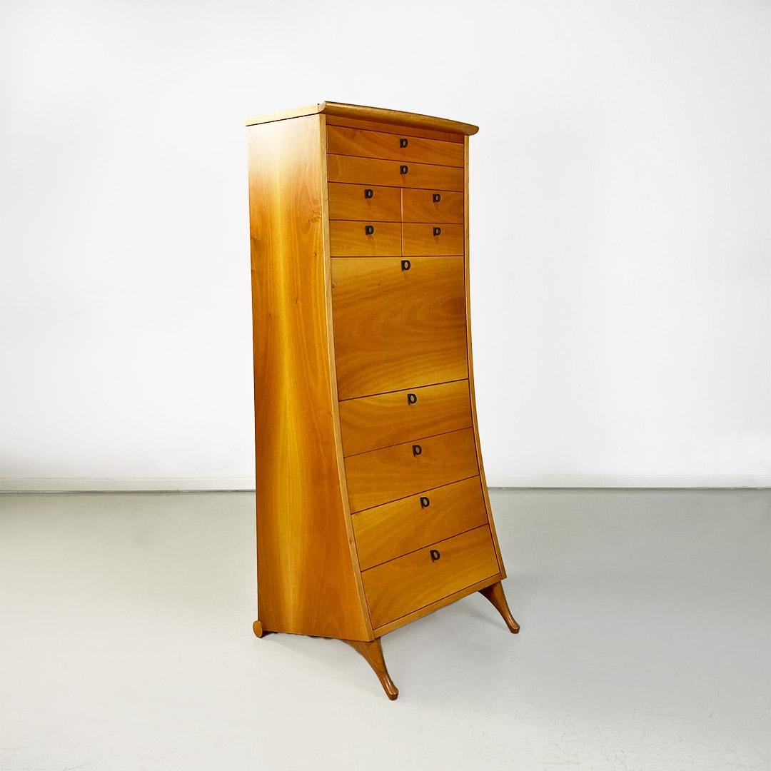 Late 20th Century Italian modern solid wood chest of drawers by Umberto Asnago for Giorgetti, 1982 For Sale