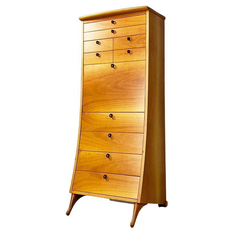 Italian modern solid wood chest of drawers by Umberto Asnago for Giorgetti, 1982 For Sale