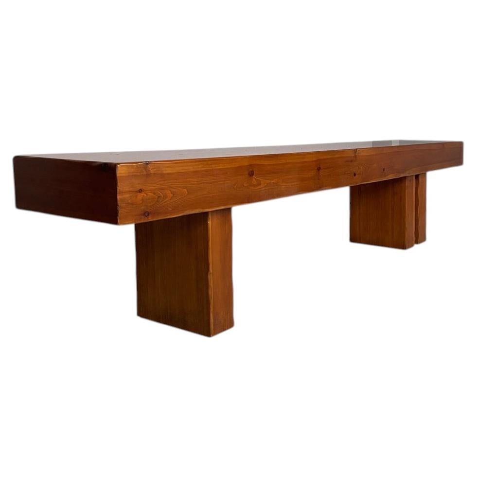 Italian modern solid wood console, 1970s For Sale