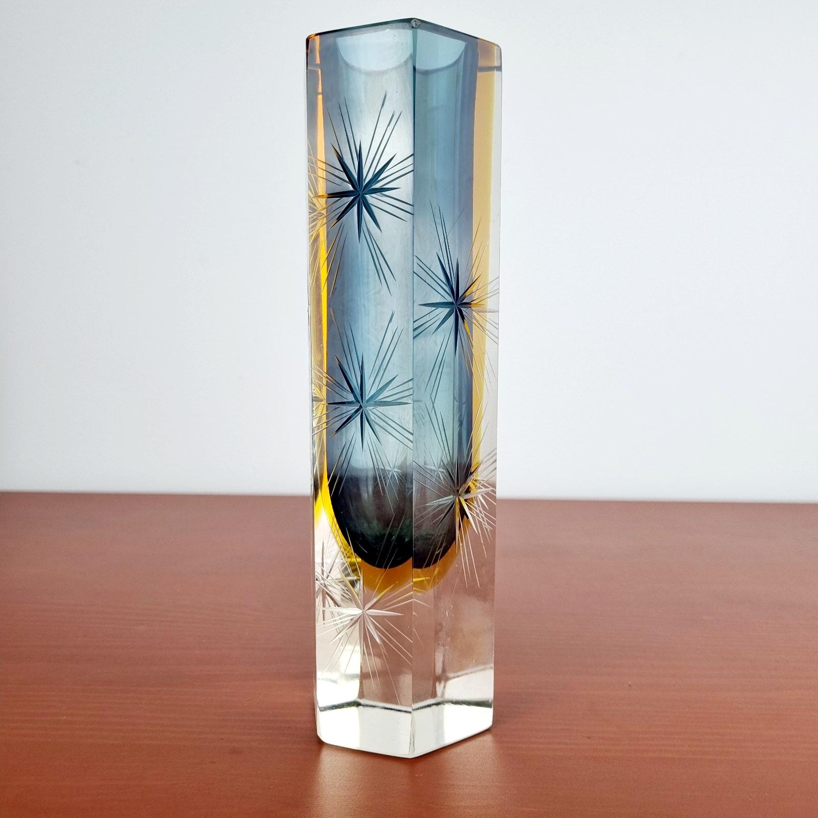 Italienische Moderne Murano Glass Sommerso Vase von Pagnin und Bon, Italien 60er Jahre im Zustand „Gut“ im Angebot in Lucija, SI