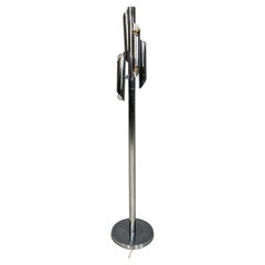 Italian modern space age floor lamp in chromed metal, 1970s