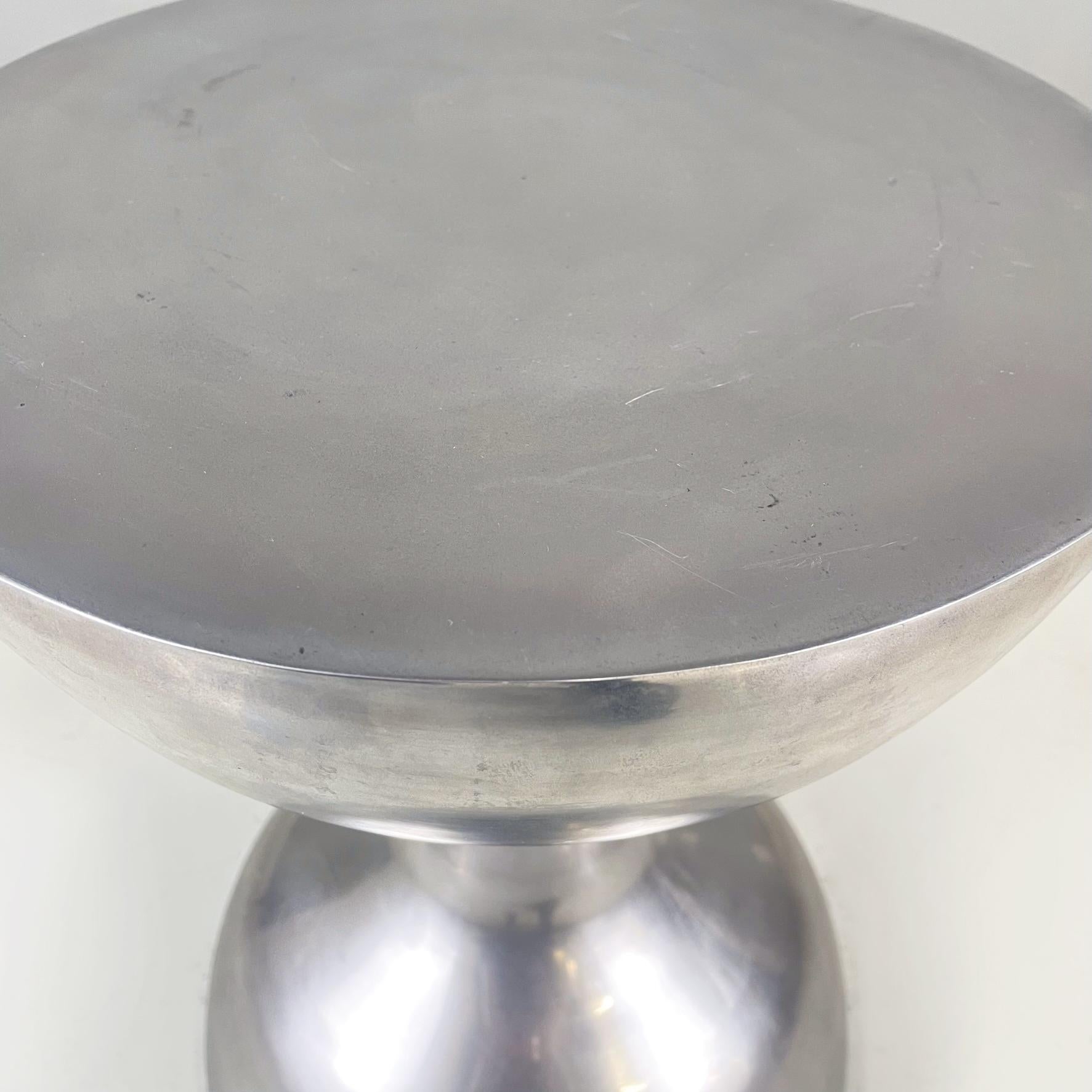 Italian Modern Space Age Metal Round Stool or Coffee Table, 1970s 2