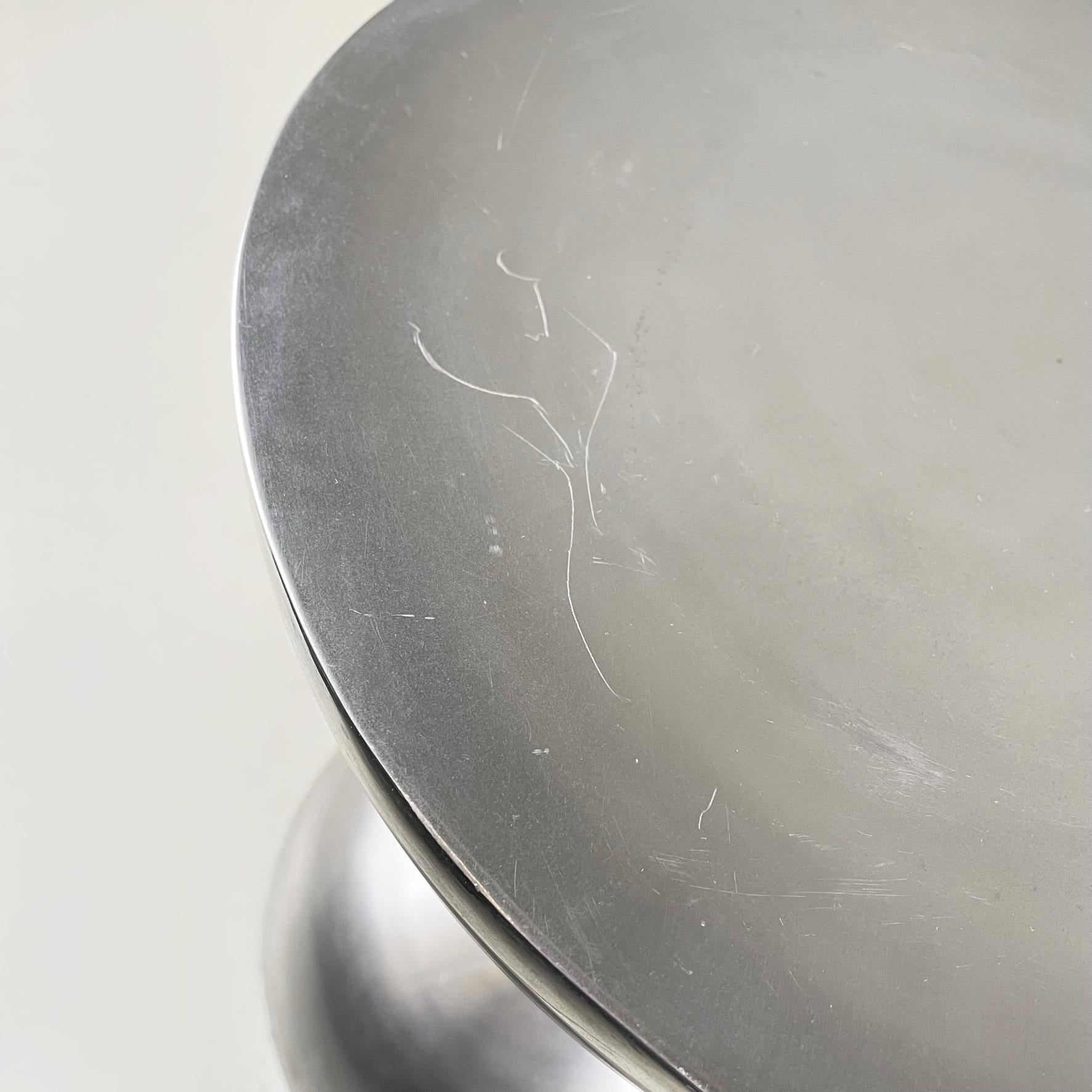 Italian Modern Space Age Metal Round Stool or Coffee Table, 1970s 3