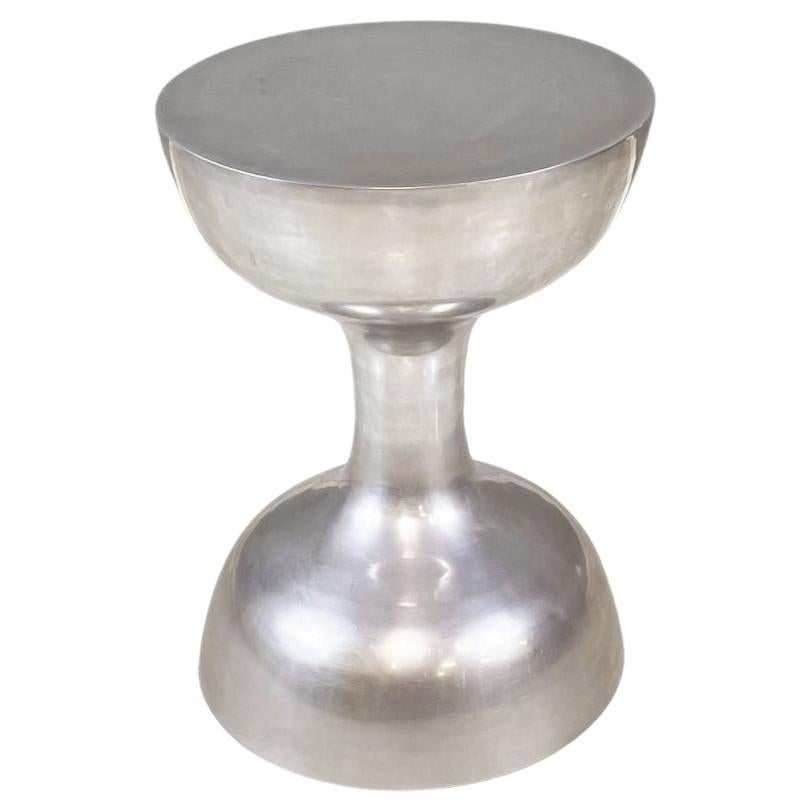 Round Smoked Glass and Chrome Coffee Table with Four Nesting Stools