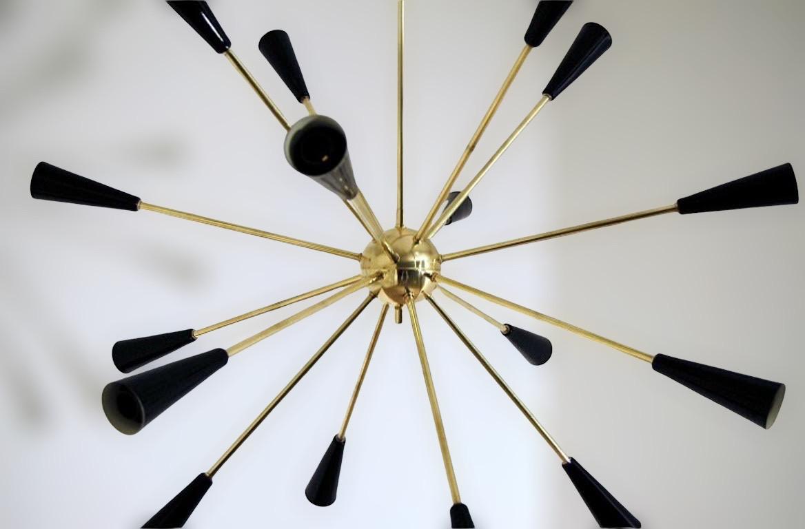 Contemporary Italian Modern Sputnik Chandelier in Brass and Enamel by Fabio Ltd For Sale