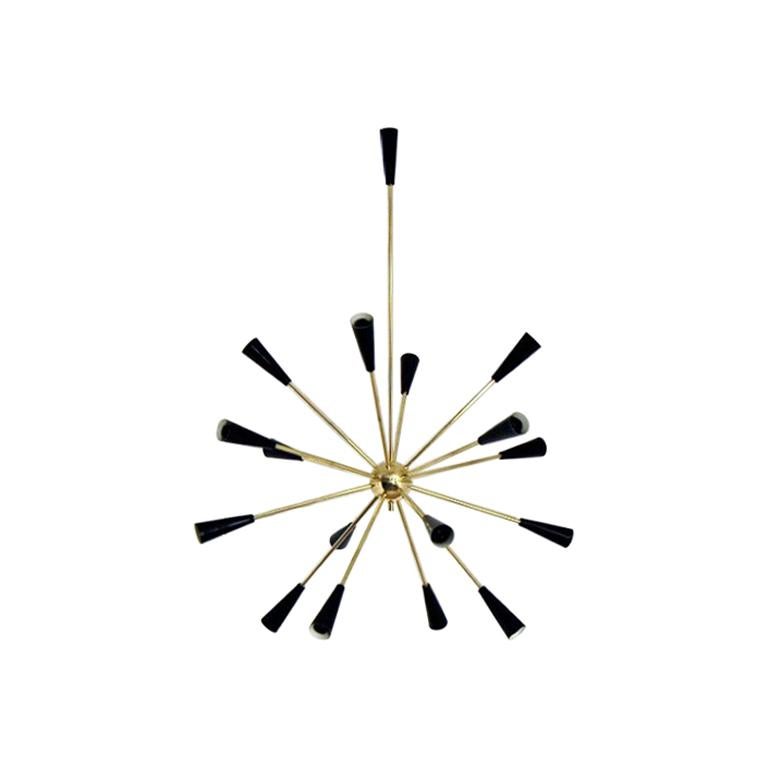 Italian Modern Sputnik Chandelier in Brass and Enamel by Fabio Ltd