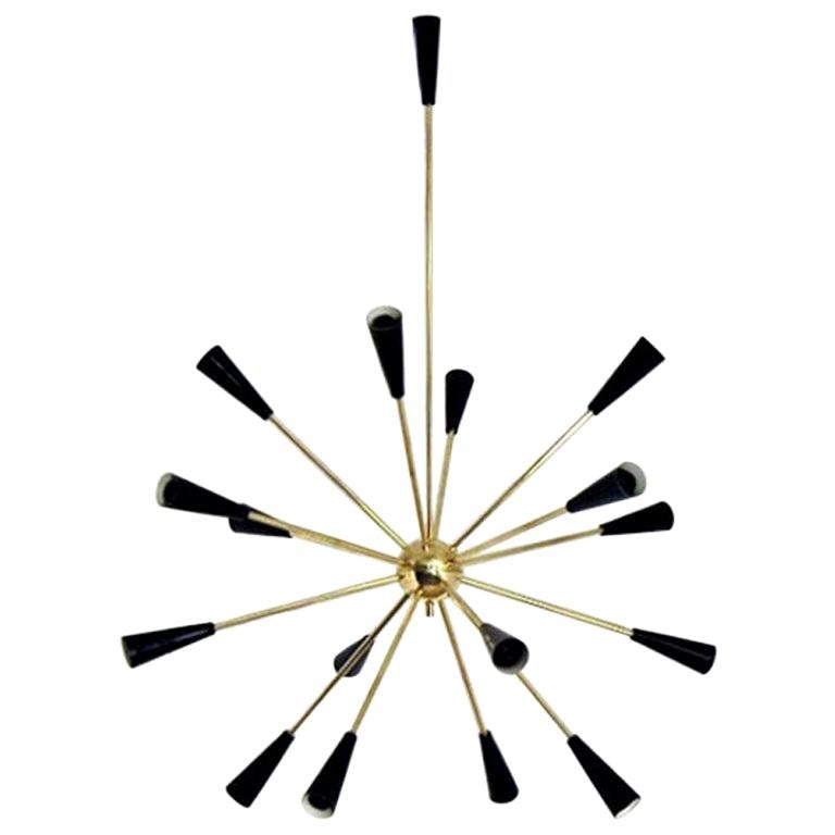 Italian Modern Sputnik Chandelier in Brass and Enamel by Fabio Ltd For Sale