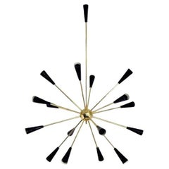 Italian Modern Sputnik Chandelier in Brass and Enamel by Fabio Ltd