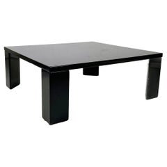 Italian modern Square Coffee table in black lacquered wood, 1980s