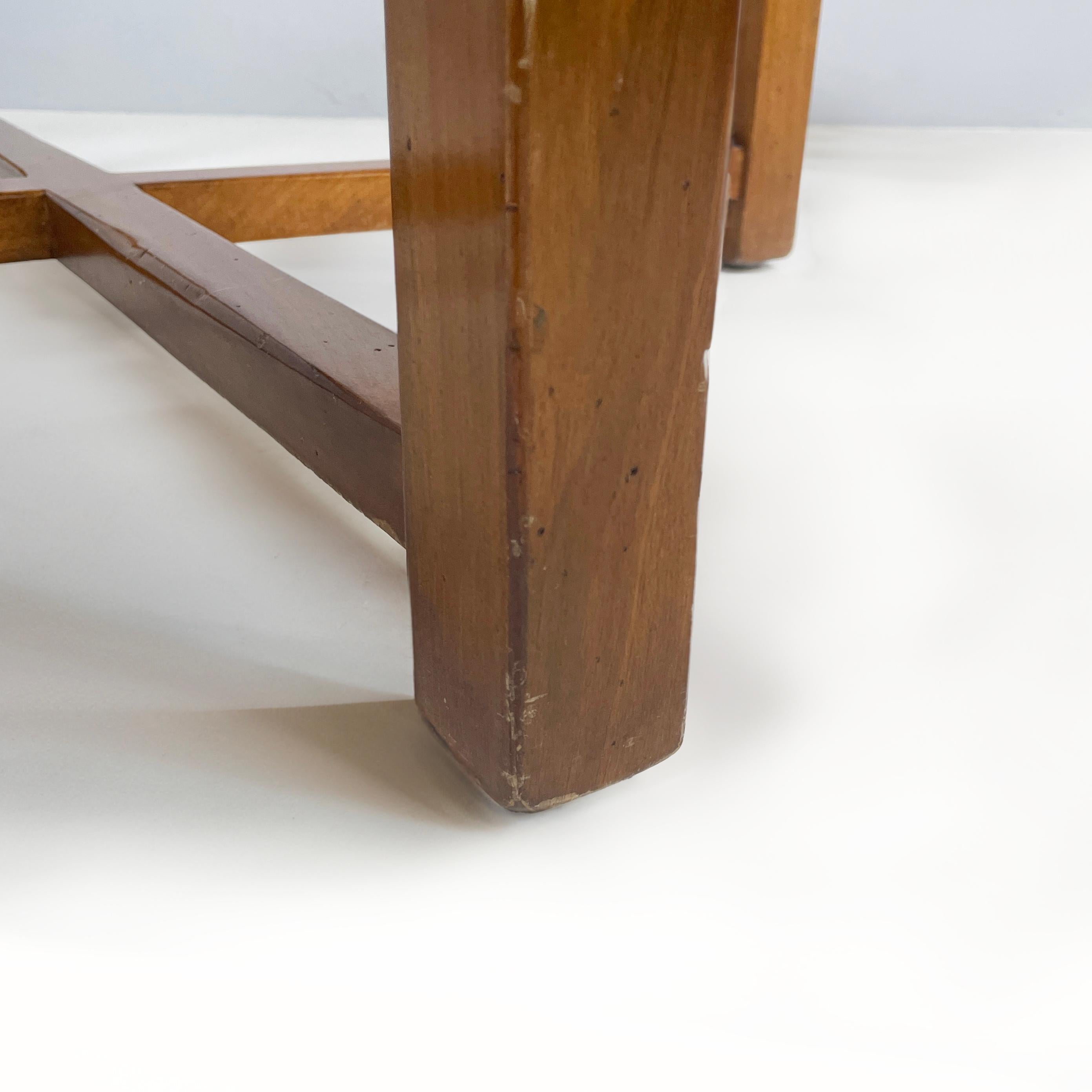 Table basse carrée moderne italienne en bois et verre, années 1980 en vente 9