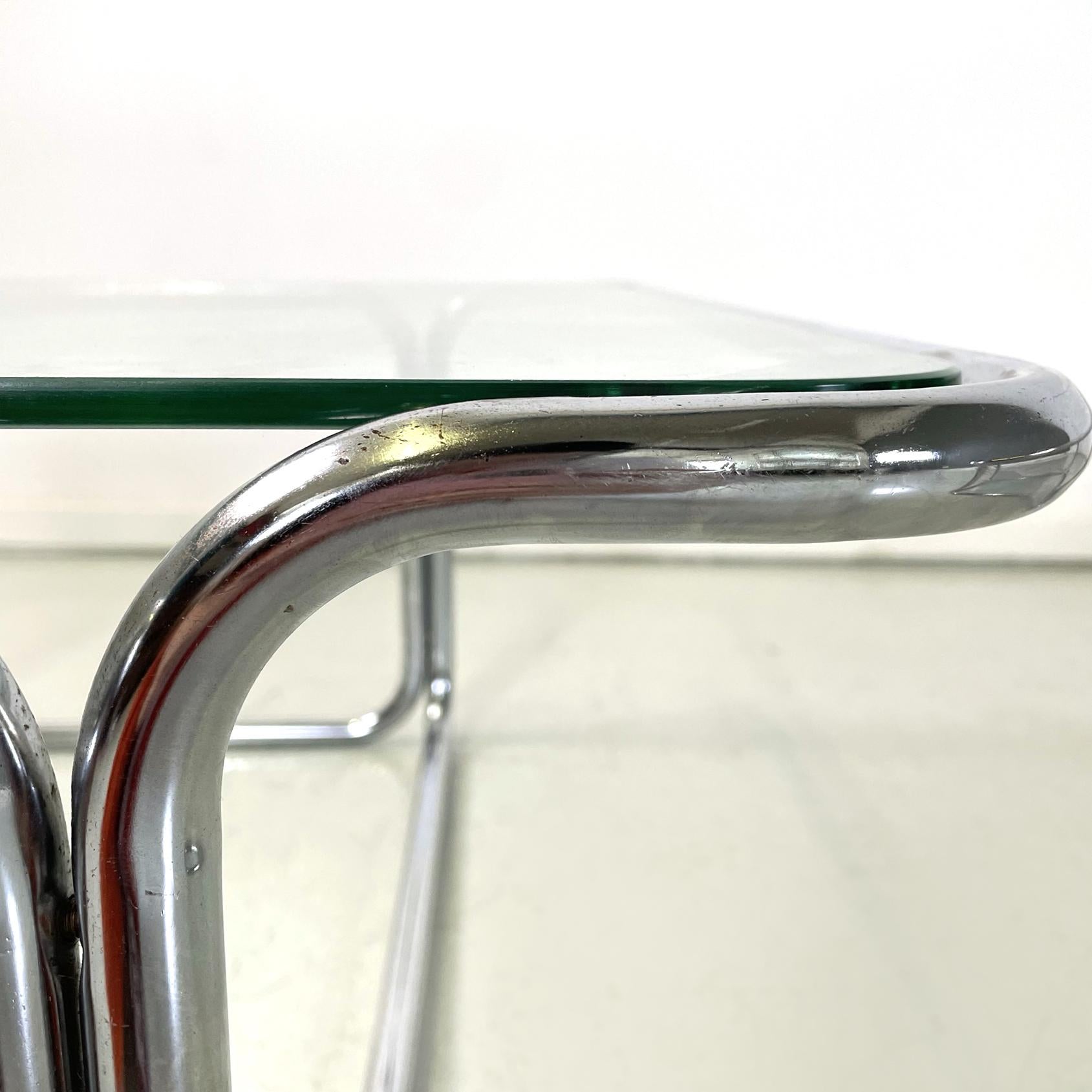 Italian modern Square Coffee tables in glass and chromed steel, 1970s For Sale 4