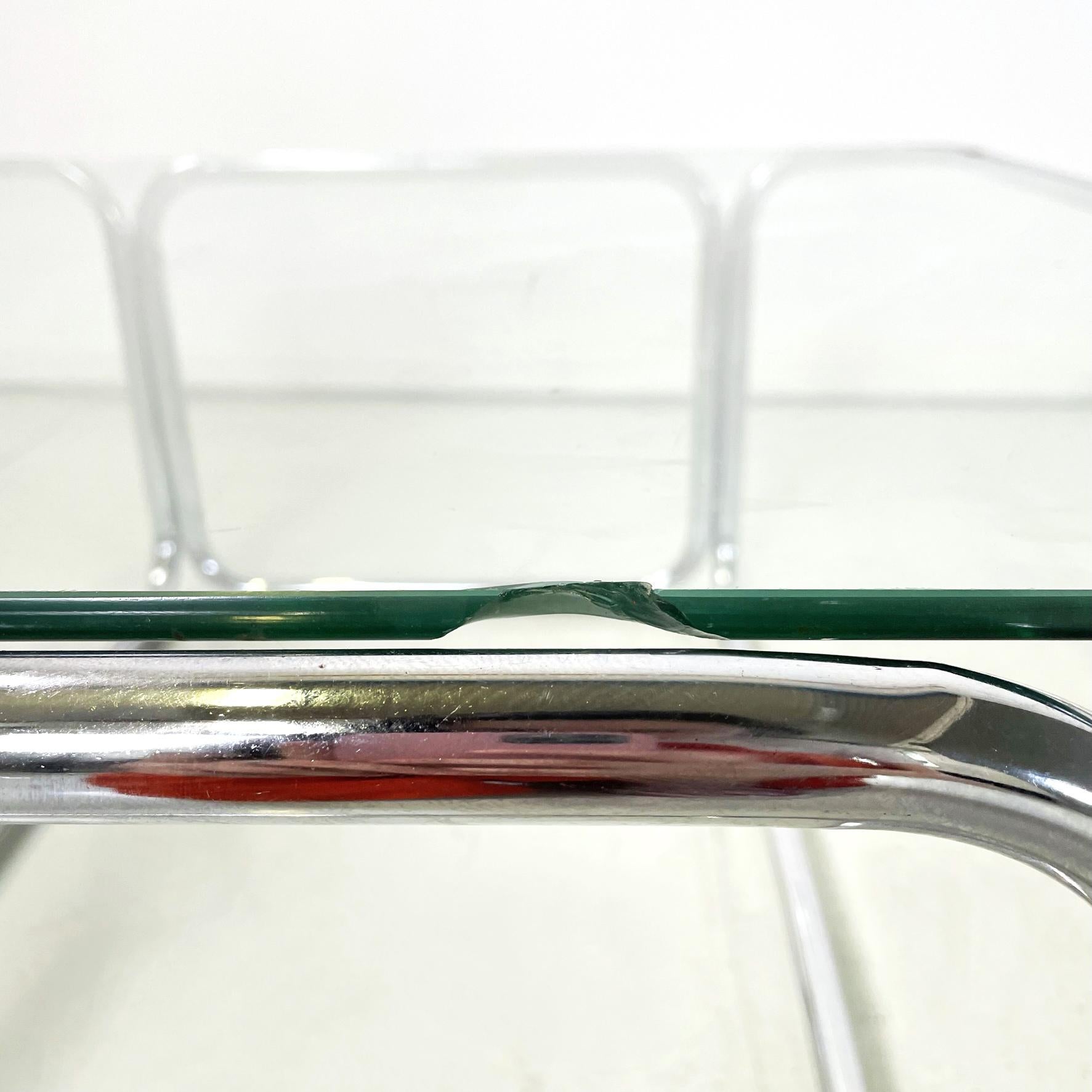 Italian modern Square Coffee tables in glass and chromed steel, 1970s For Sale 5