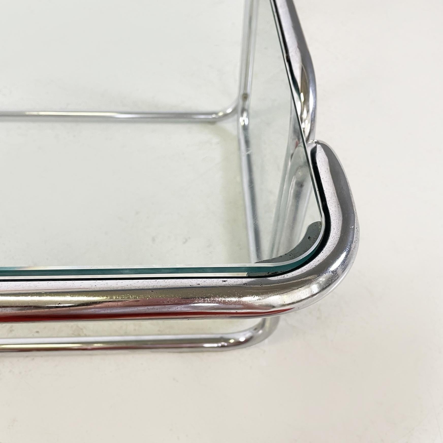 Italian modern Square Coffee tables in glass and chromed steel, 1970s For Sale 3