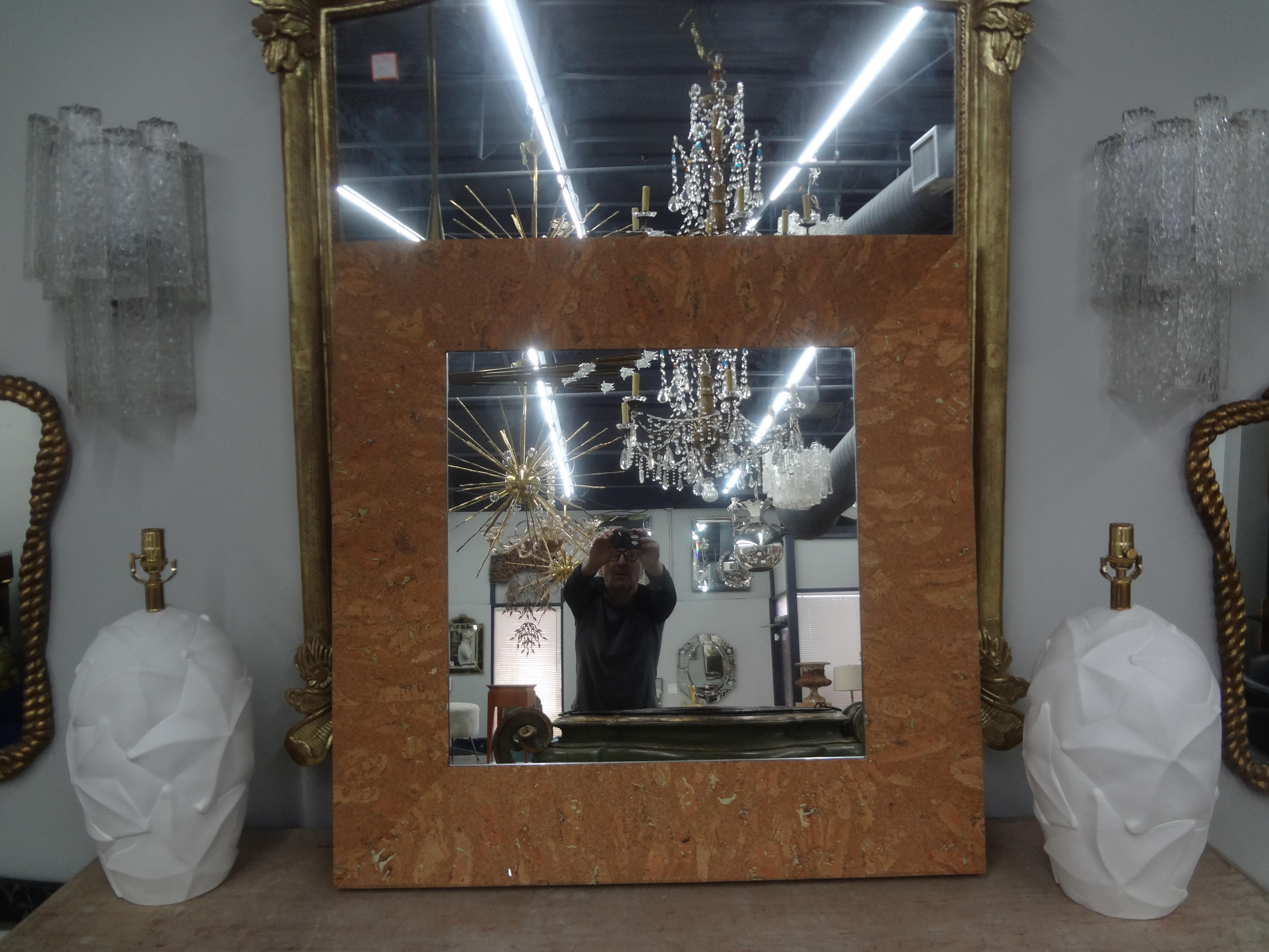 Italian Modern Square Cork Mirror For Sale 2