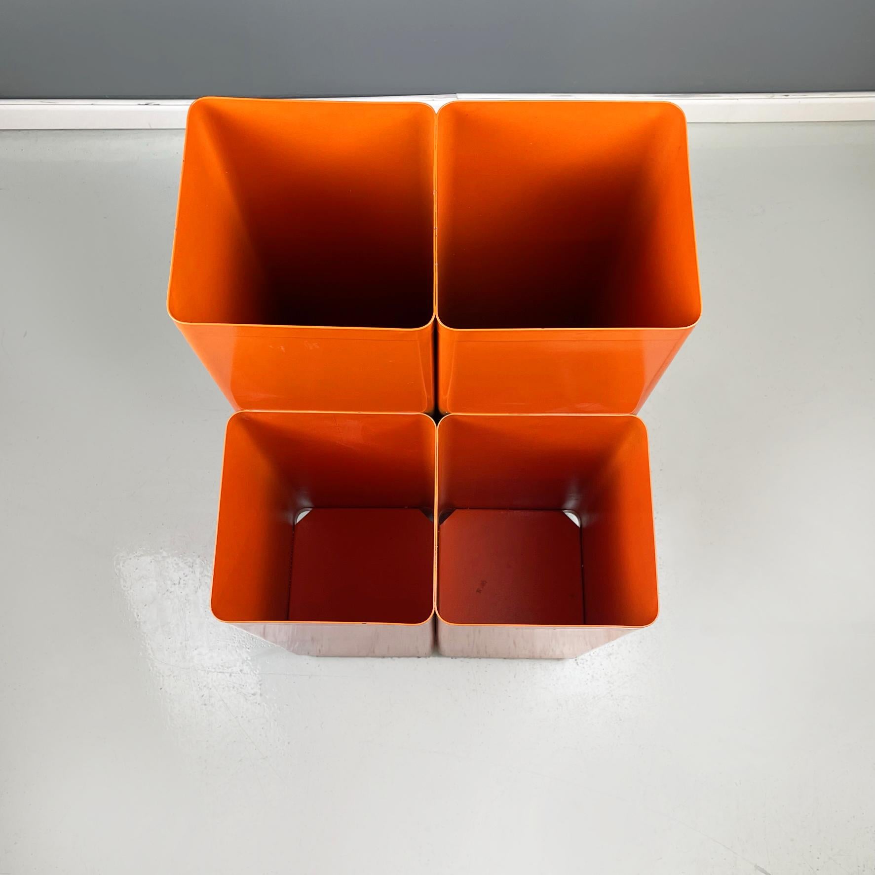 Late 20th Century Italian modern Square drawing roll holder in orange metal sheet by Neolt, 1980s For Sale