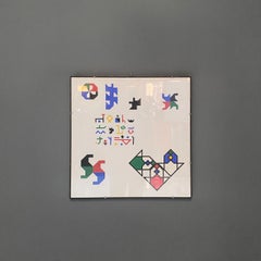 Quadro quadrato moderno italiano con collage, anni '80