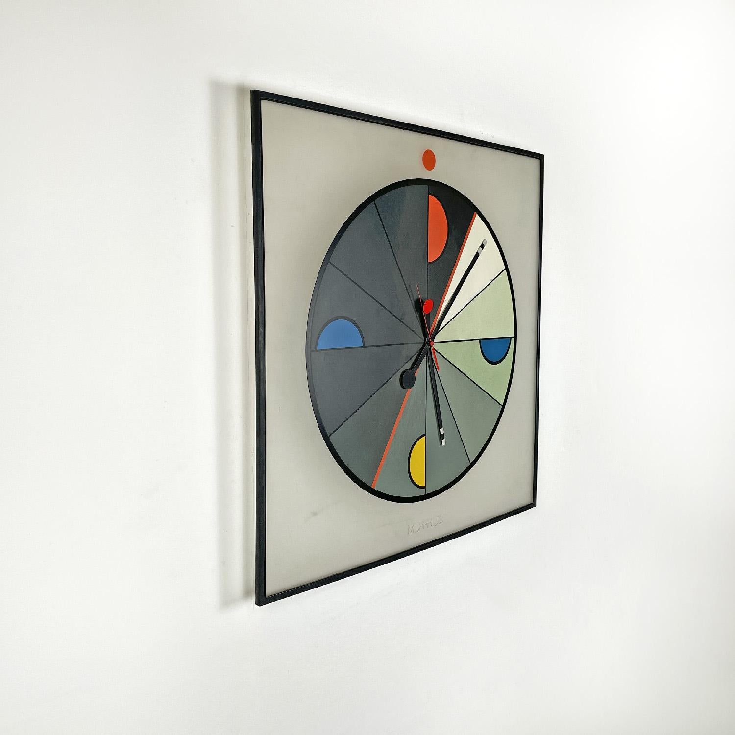 Modern Italian modern square plastic wall clock by Kurt B. Delbanco for Morphos, 1980s For Sale
