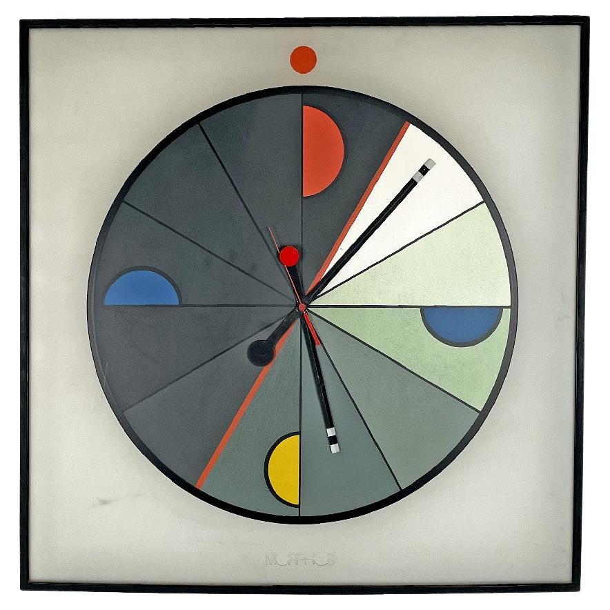Italian modern square plastic wall clock by Kurt B. Delbanco for Morphos, 1980s For Sale
