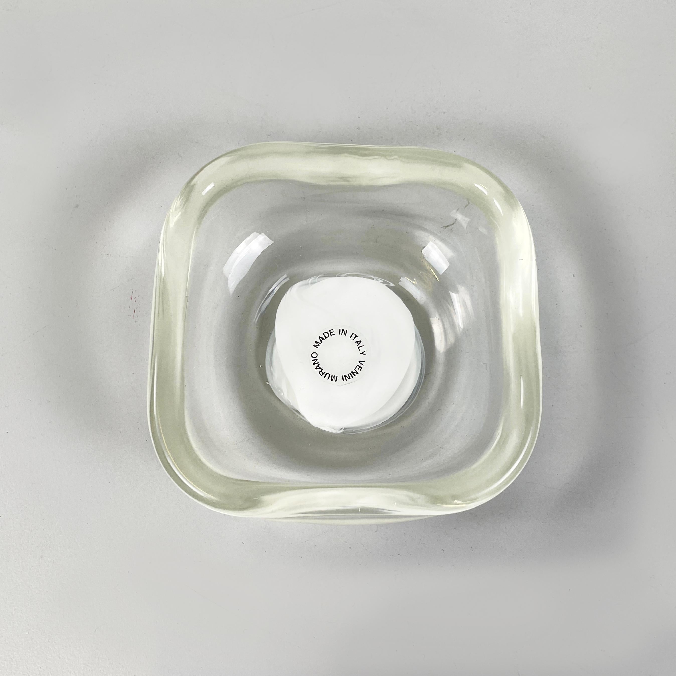 Italian modern Squared ashtray in transparent Murano glass by Venini, 1990s In Good Condition For Sale In MIlano, IT