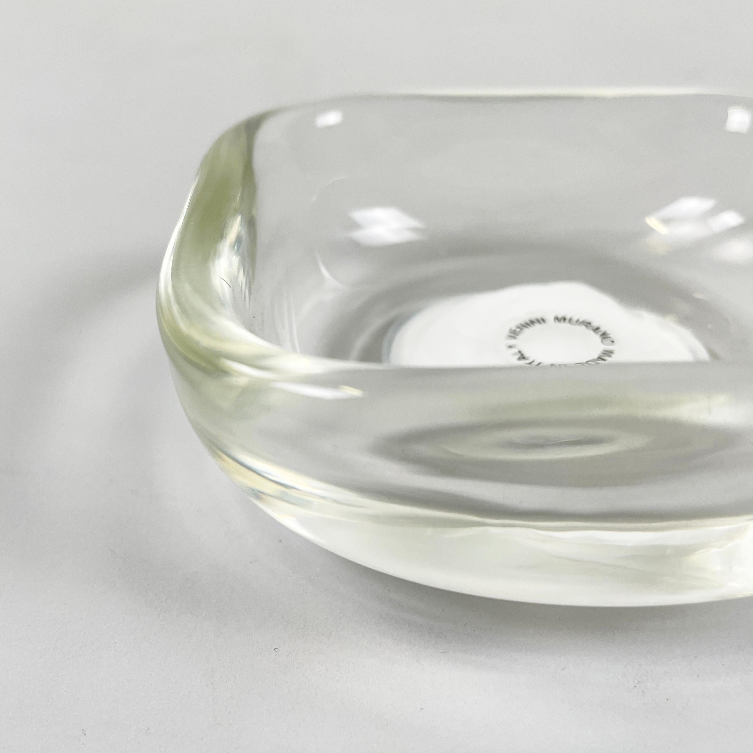 Late 20th Century Italian modern Squared ashtray in transparent Murano glass by Venini, 1990s For Sale