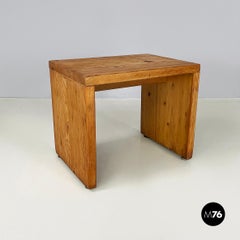 Italian modern Squared wooden stools, 1970s