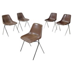 Vintage Italian modern stackable chairs by Proinco in brown plastic, 1970s