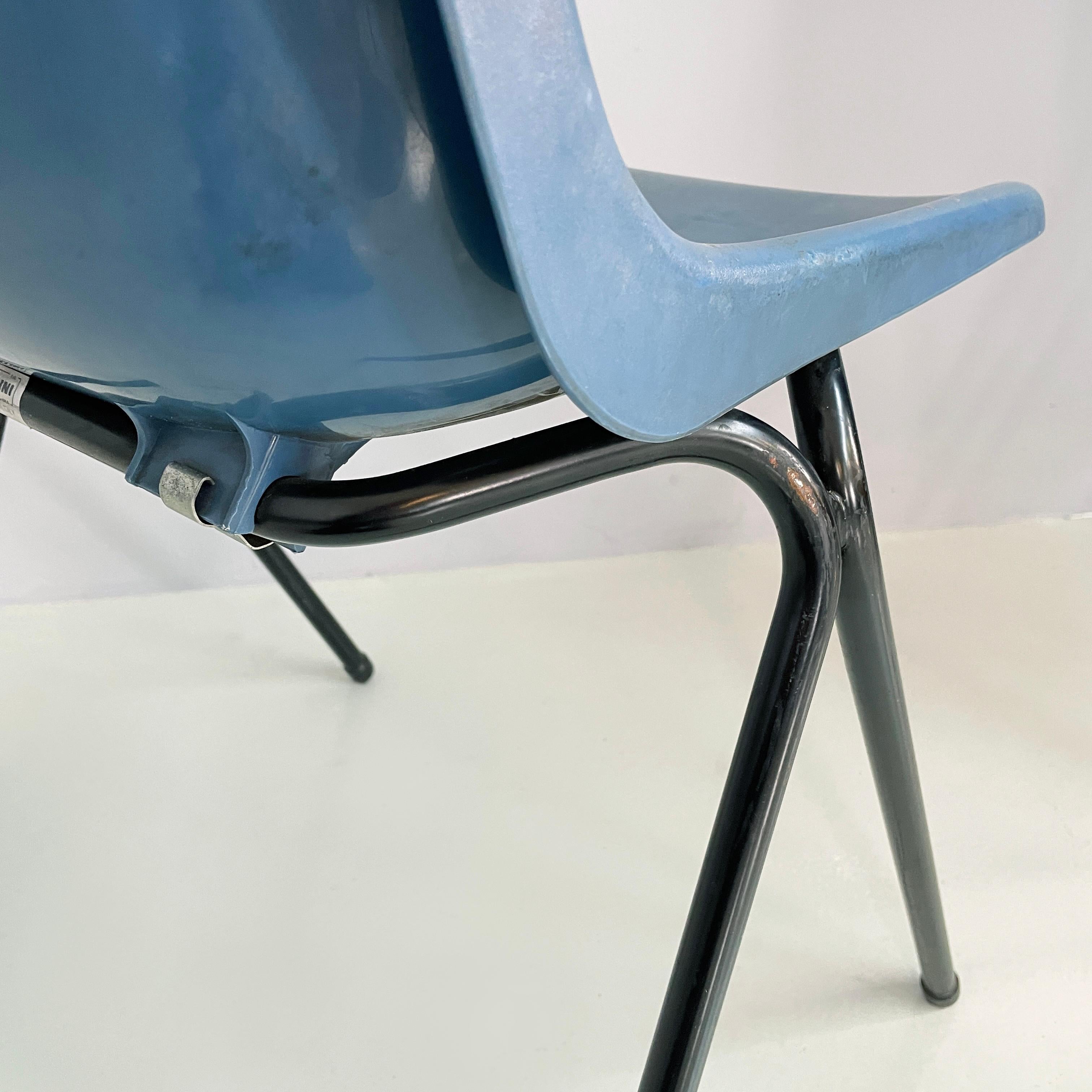 Italian modern Stackable chairs in blue plastic and black metal, 2000s For Sale 10