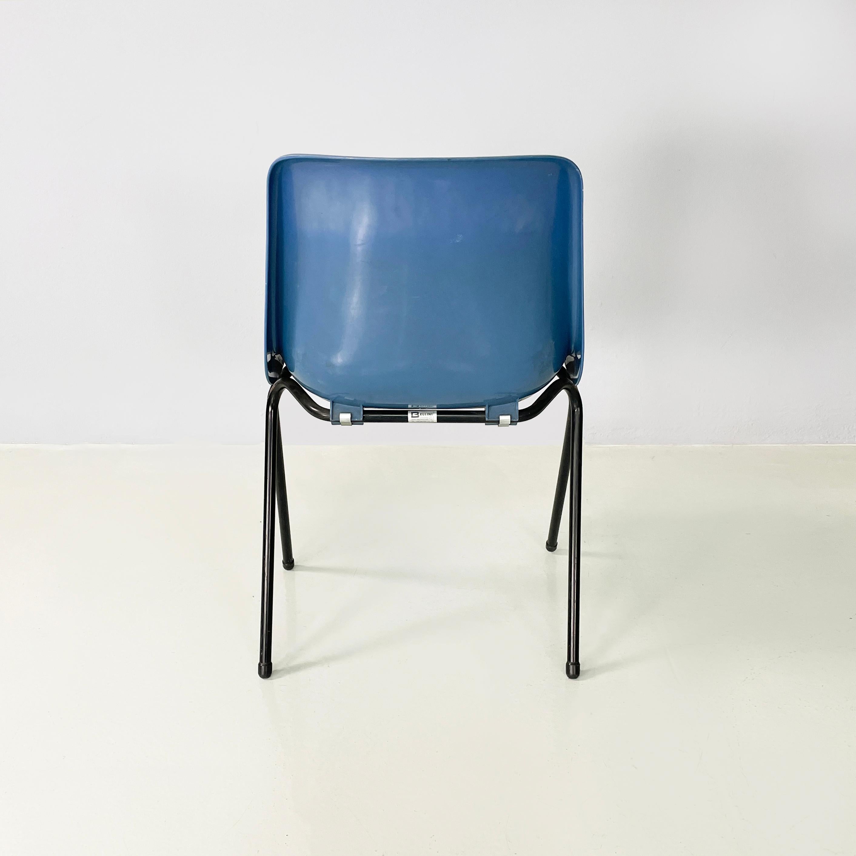 Contemporary Italian modern Stackable chairs in blue plastic and black metal, 2000s For Sale
