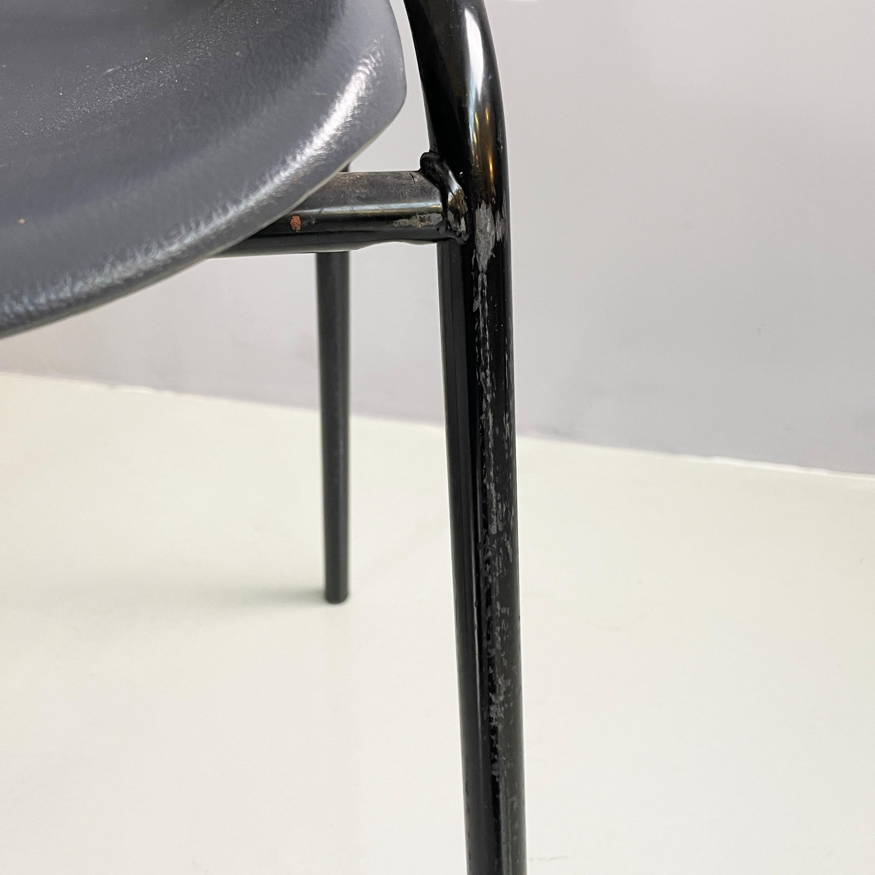Italian modern Stackable chairs in gray plastic and black metal, 2000s For Sale 8