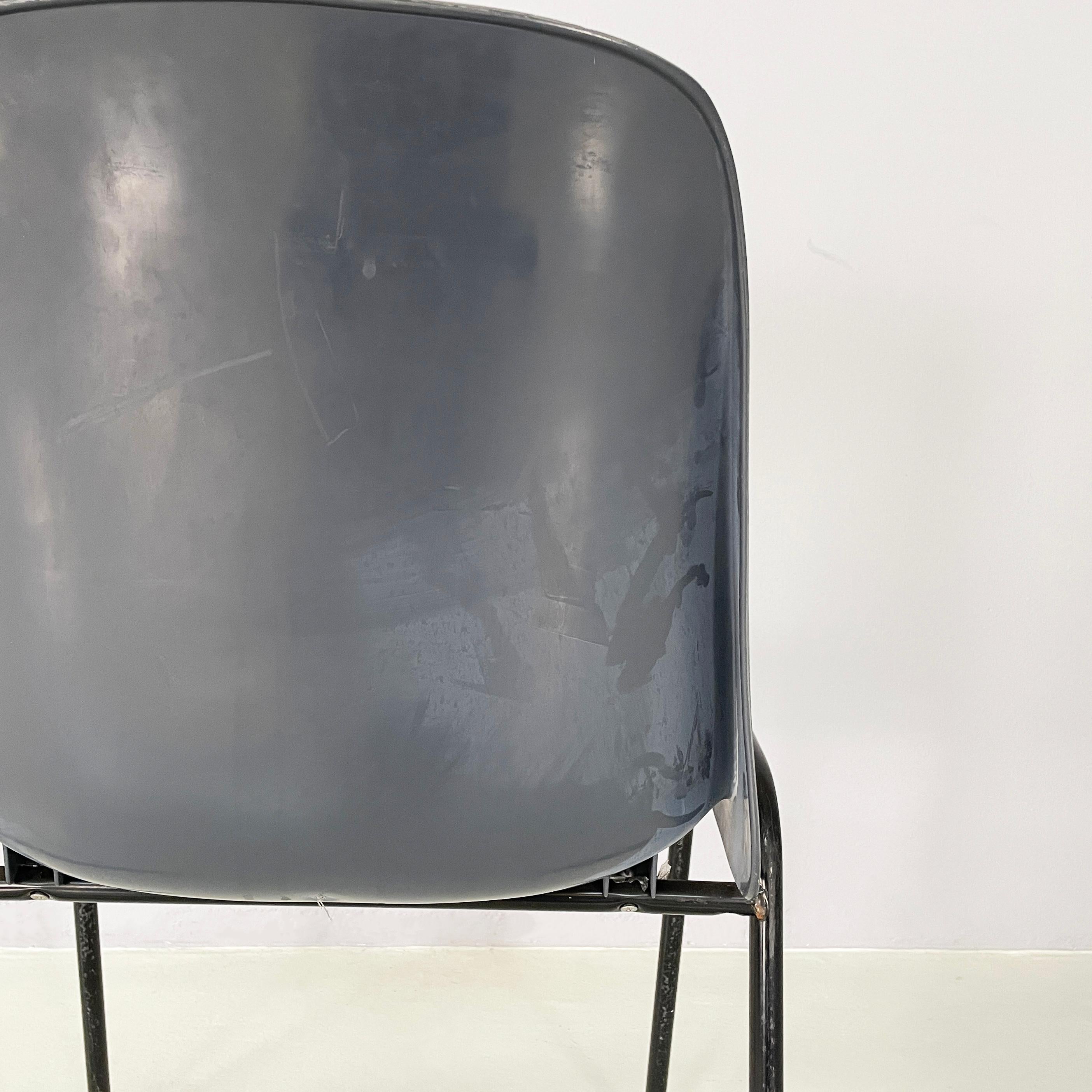 Italian modern Stackable chairs in gray plastic and black metal, 2000s For Sale 10