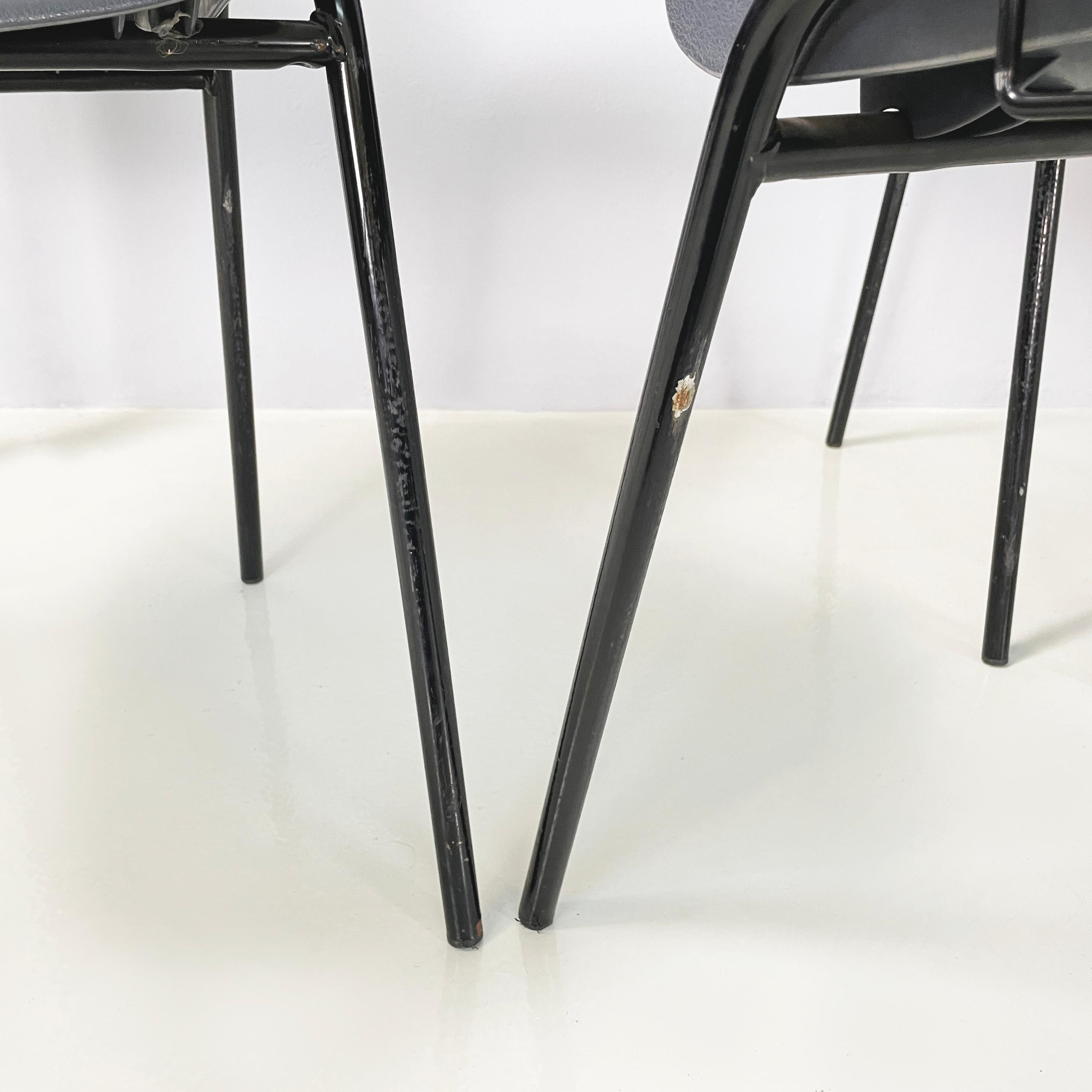 Italian modern Stackable chairs in gray plastic and black metal, 2000s For Sale 12