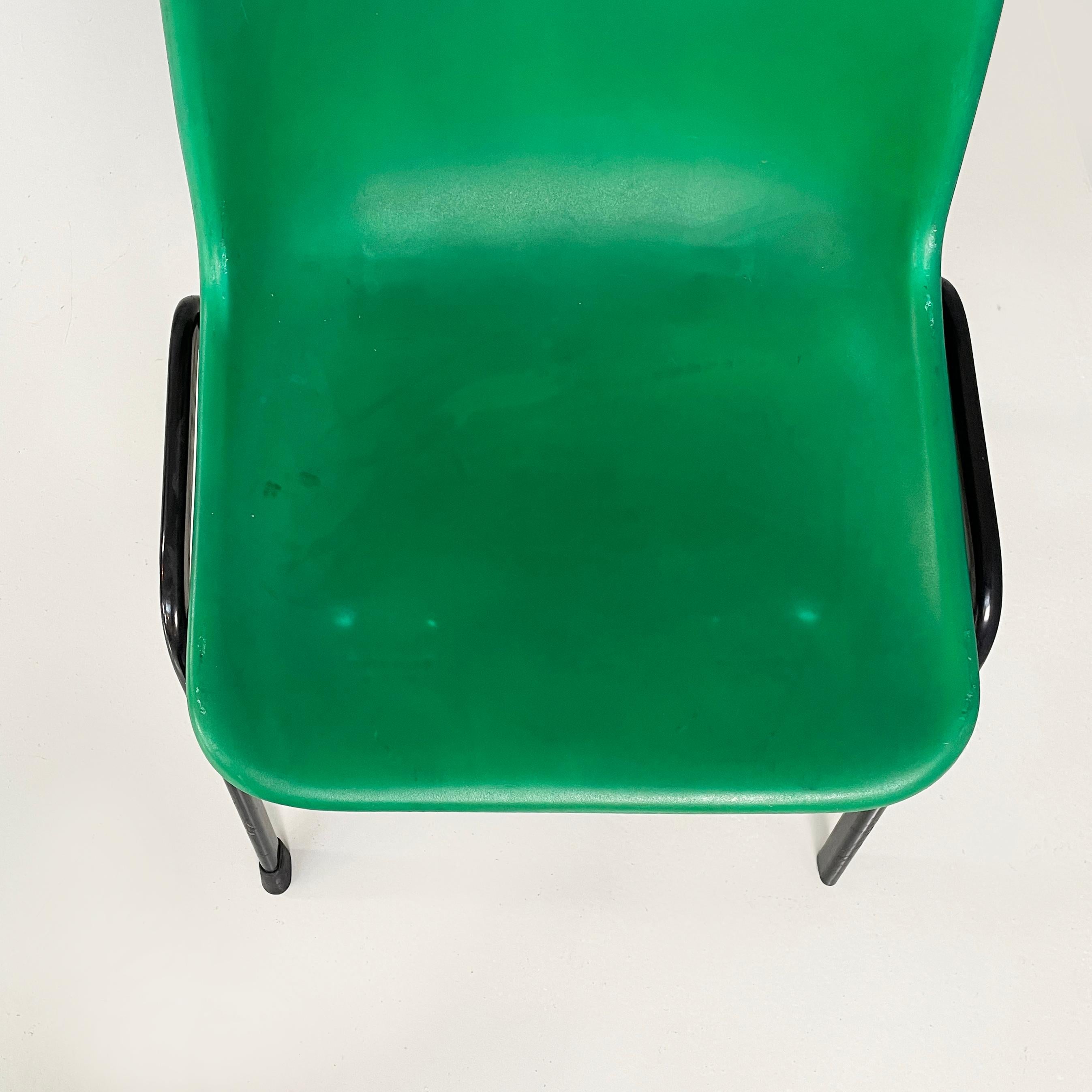 Italian modern Stackable chairs in green plastic and black metal, 2000s For Sale 5