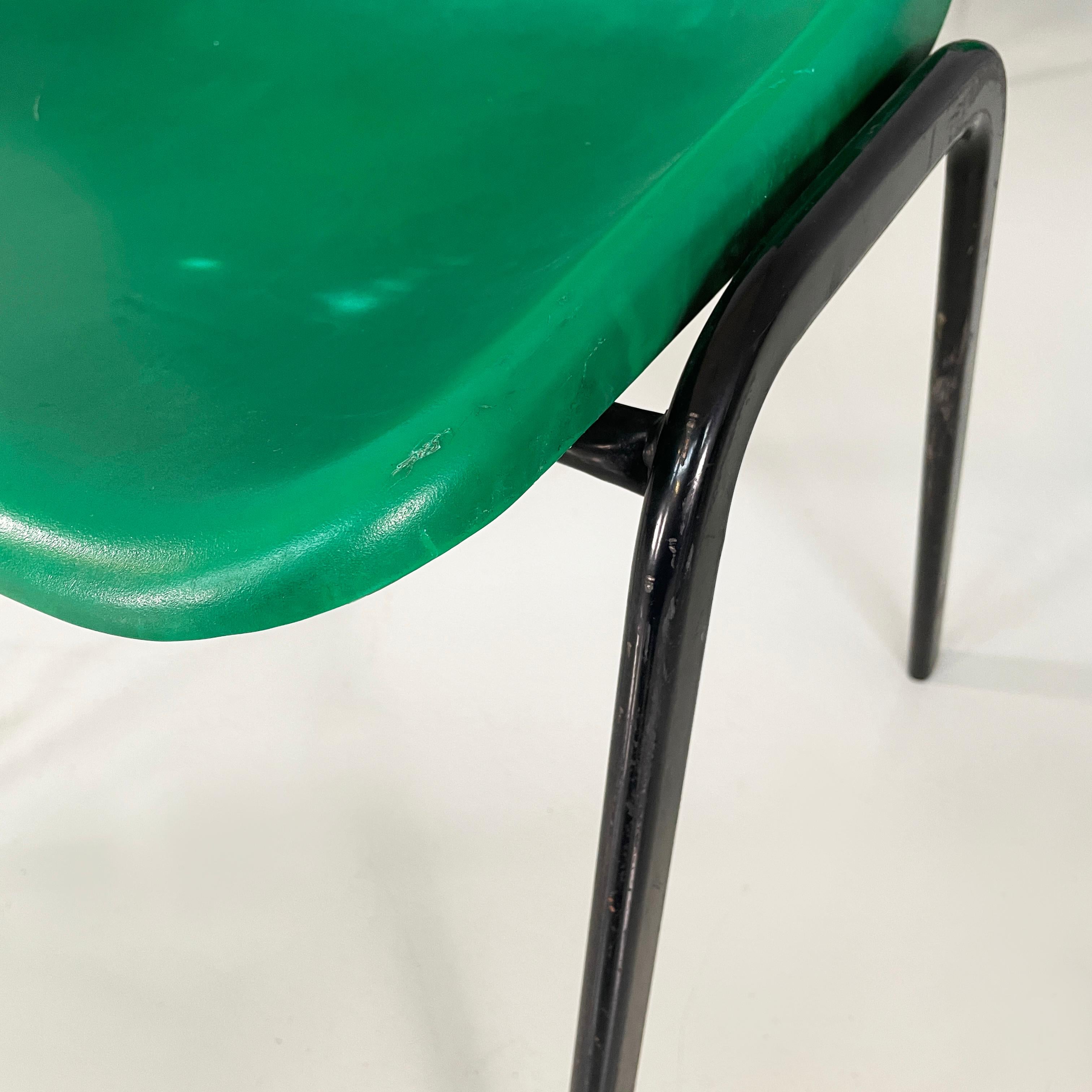 Italian modern Stackable chairs in green plastic and black metal, 2000s For Sale 7