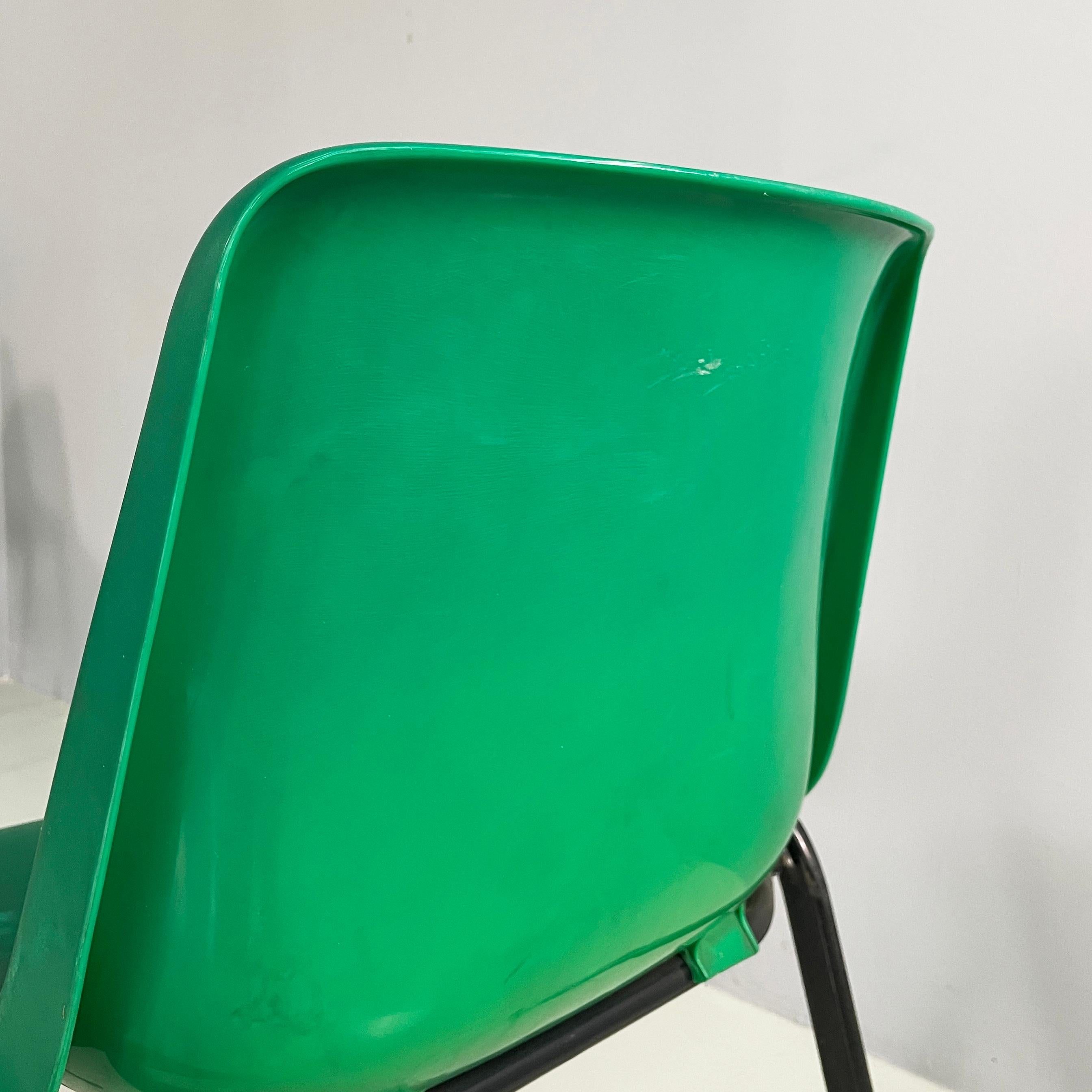 Italian modern Stackable chairs in green plastic and black metal, 2000s For Sale 9