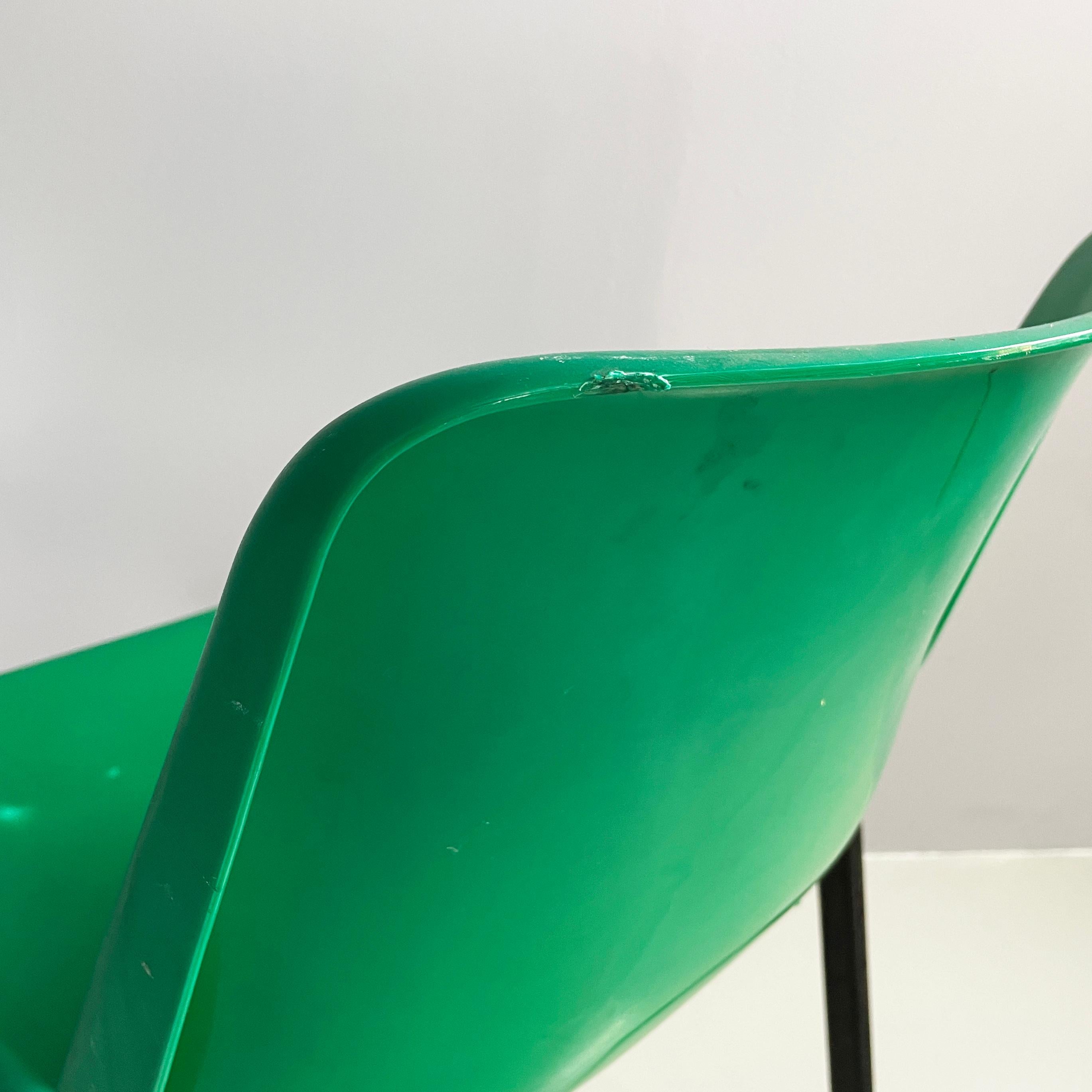 Italian modern Stackable chairs in green plastic and black metal, 2000s For Sale 10
