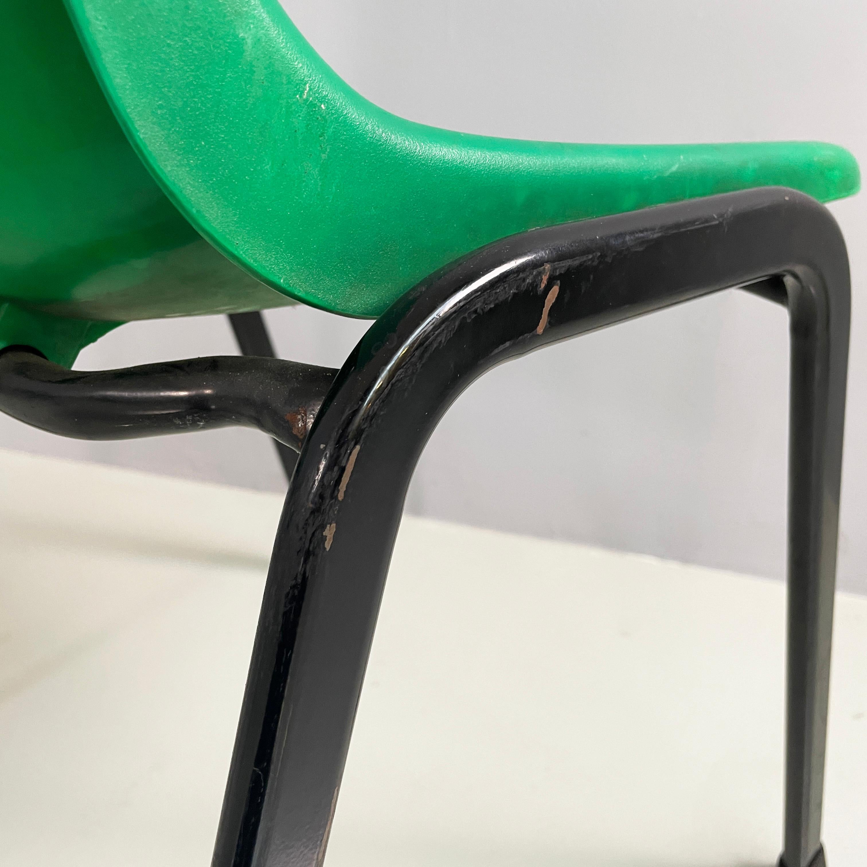 Italian modern Stackable chairs in green plastic and black metal, 2000s For Sale 11