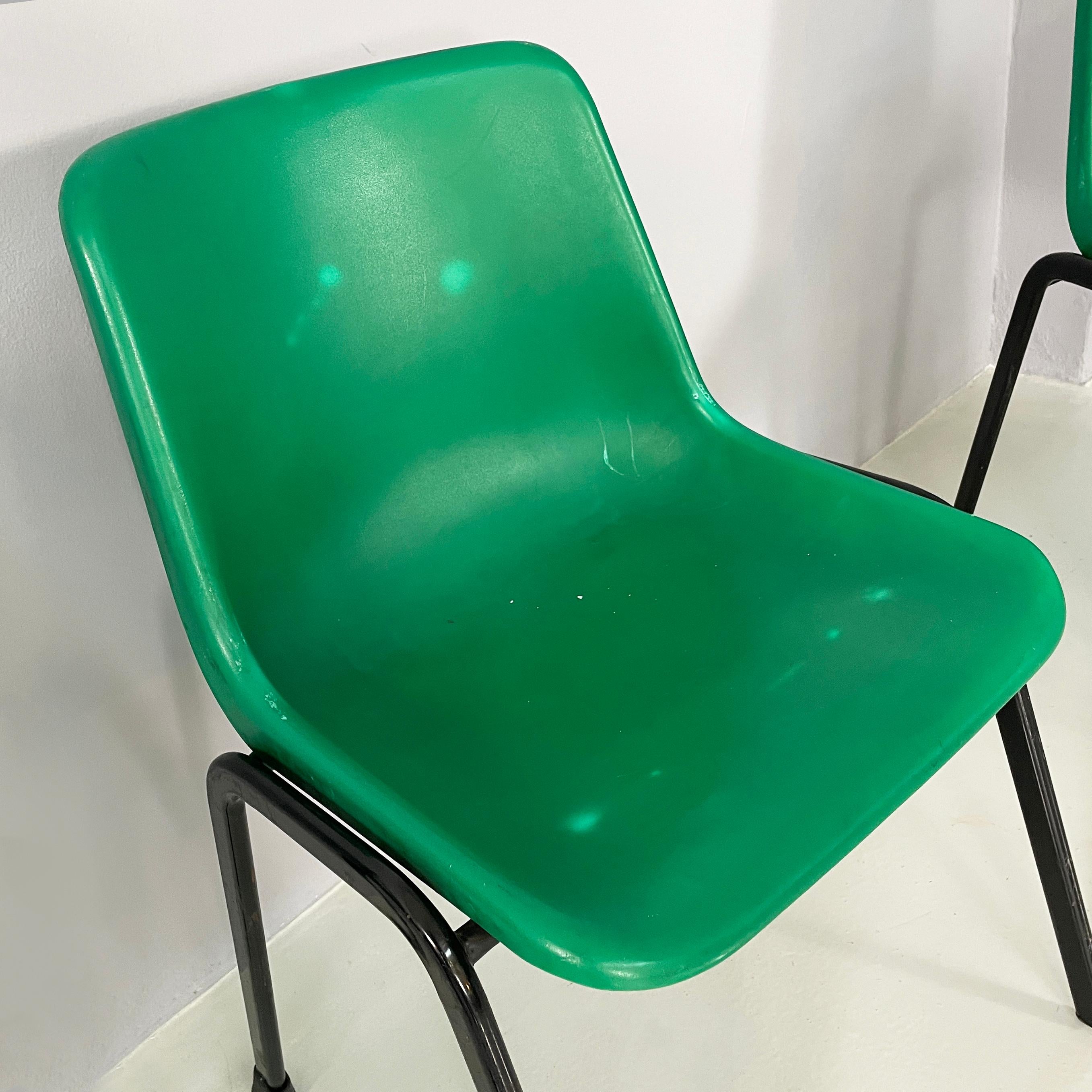 Italian modern Stackable chairs in green plastic and black metal, 2000s For Sale 2