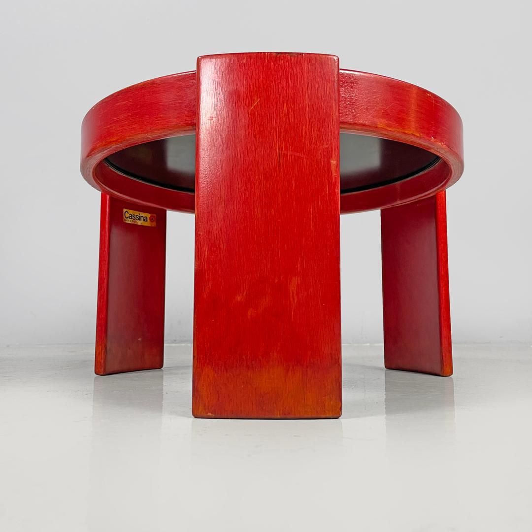 Laminato Tavolino moderno italiano impilabile bianco rosso 780/783 Frattini Cassina, anni '70 in vendita