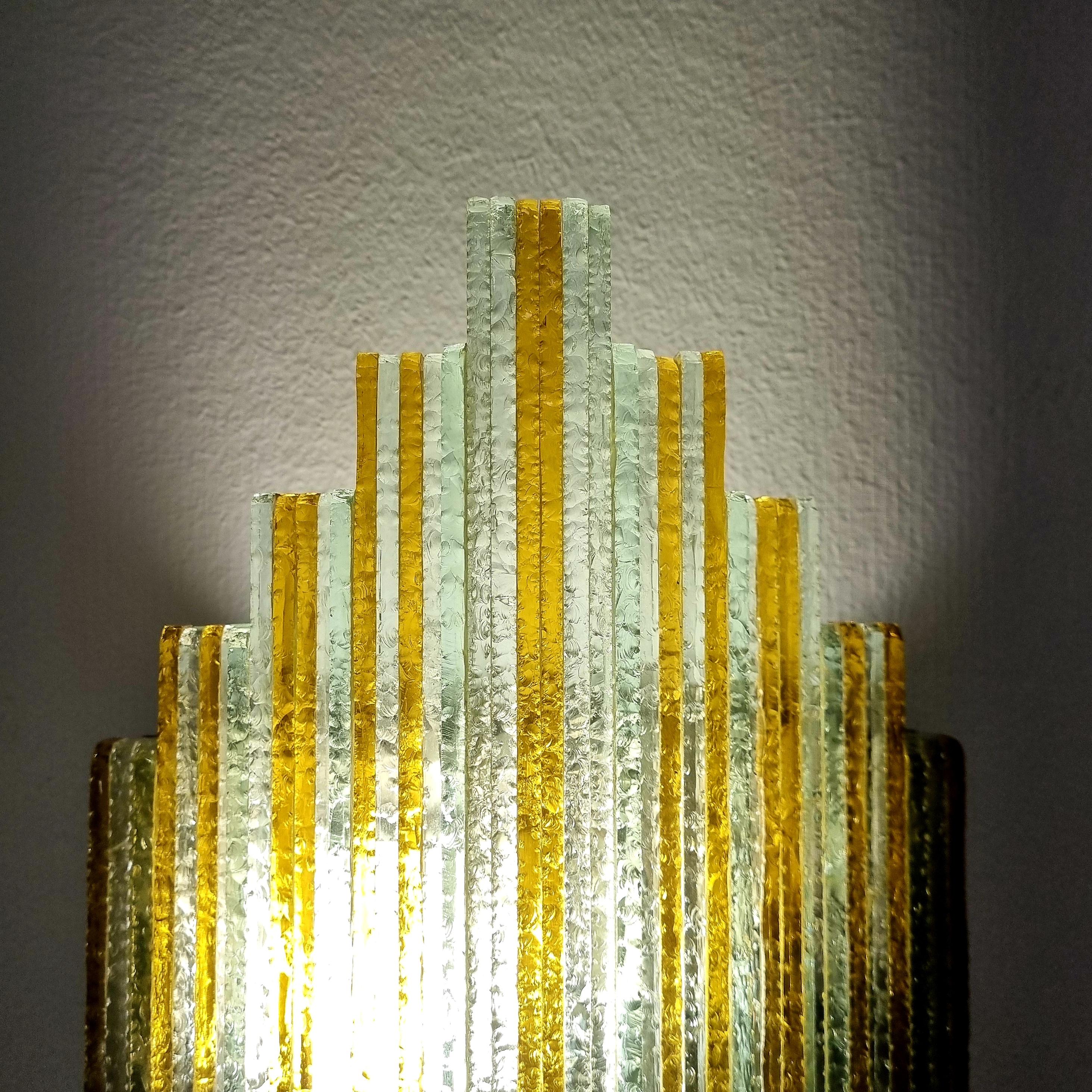 Lampe murale moderne italienne empilée en verre de Murano par Poliarte, Italie, années 70 en vente 3