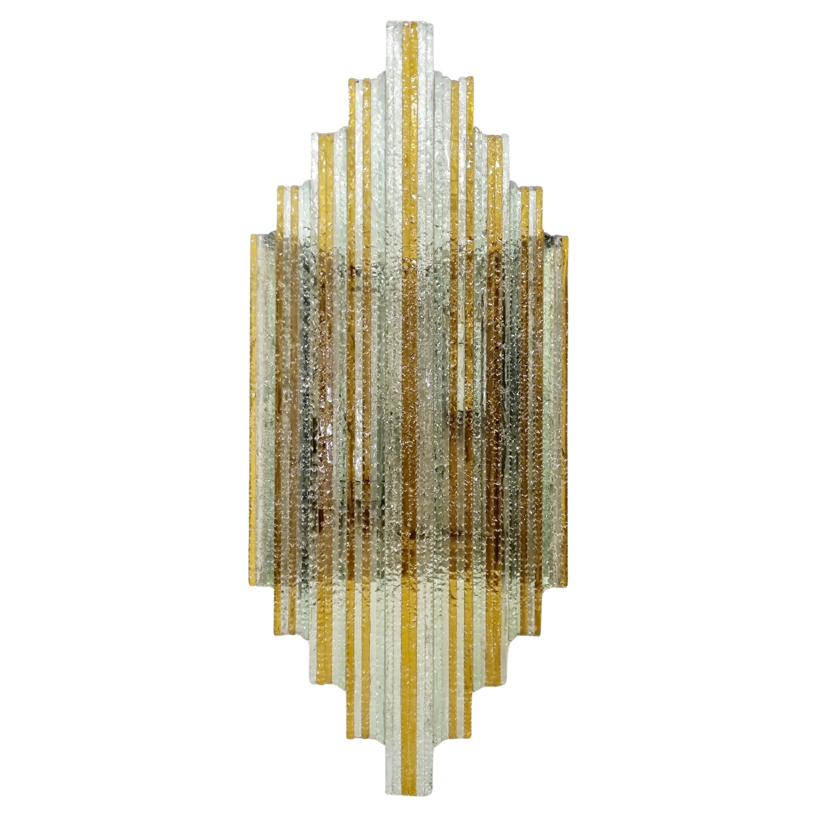 Lampada da parete moderna impilata in vetro di Murano di Poliarte, Italia anni '70